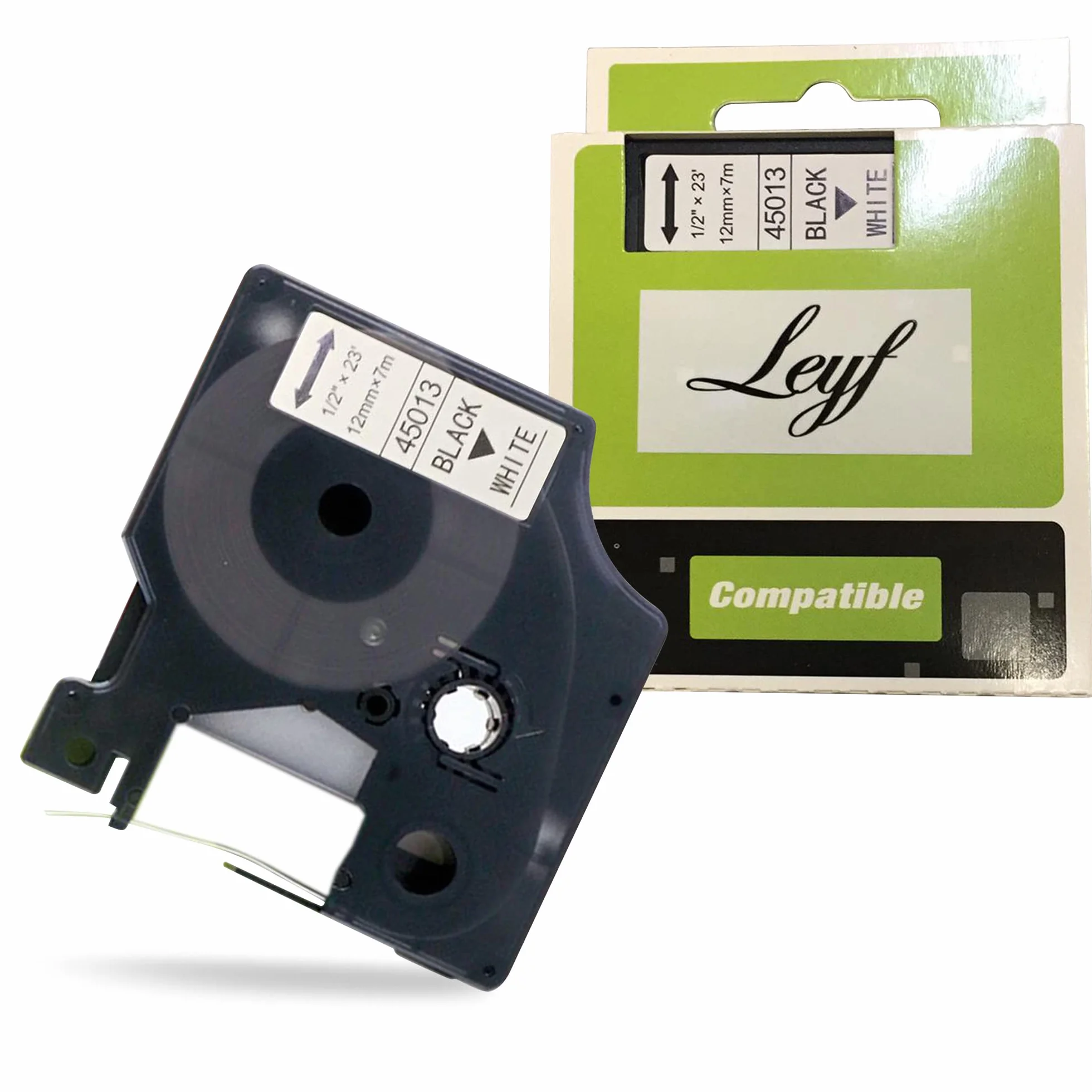 LEYF 2 sztuki taśmy do etykiet, kompatybilna z Dymo D1 45013 S0720530, 12 mm x 7 mm taśma do zapisywania do Dymo LabelManager 160 280 210D 360D 420P 500TS Labelpoint 250 150 450 Duo, wodoszczelna,