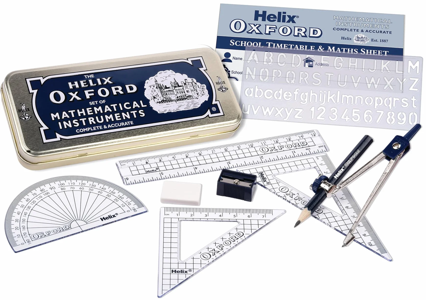 Oxford Helix zestaw do matematyki z puszką do przechowywania
