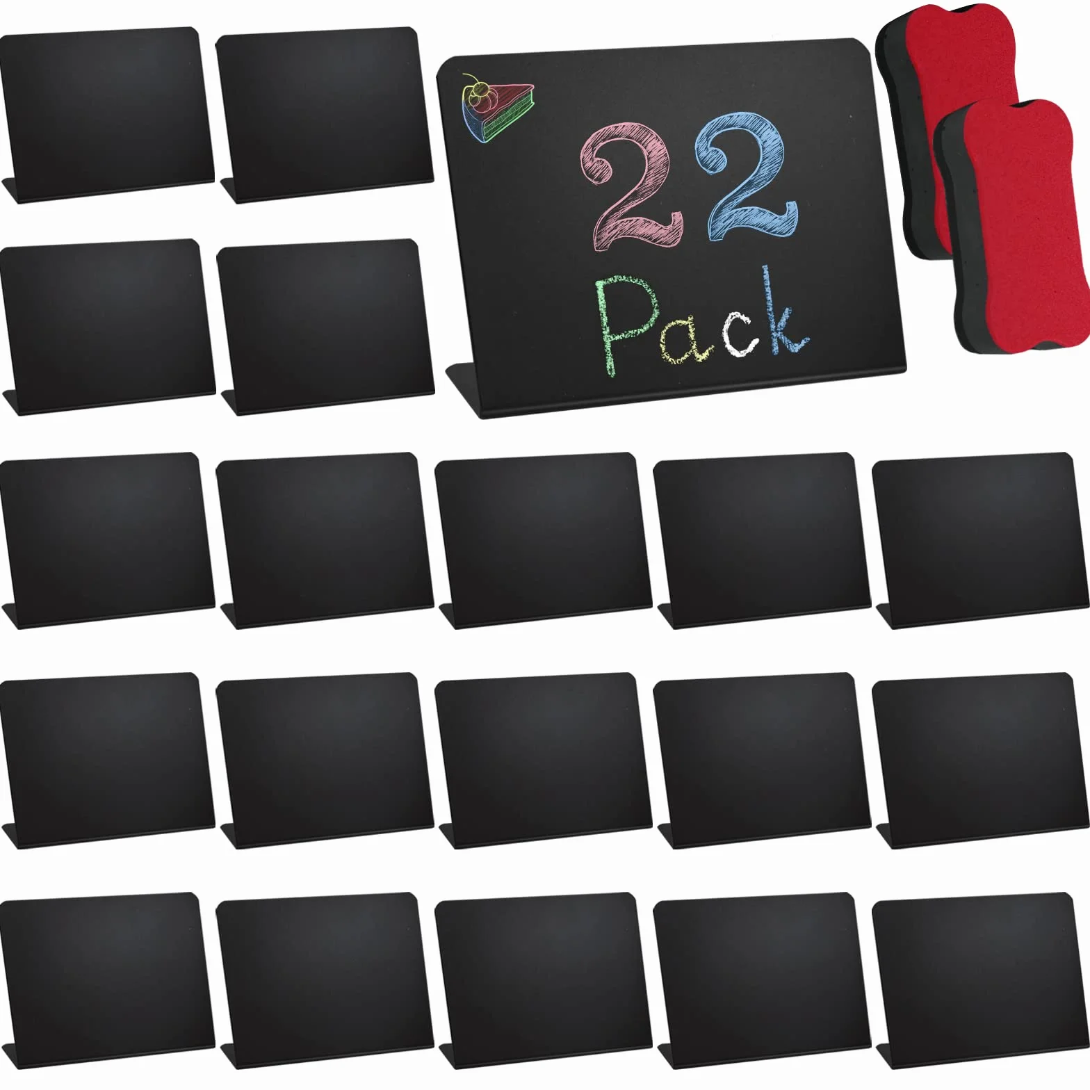 Mini czarne tablice tablicowe plastikowe 10x7,5cm 22 szt do etykietowania