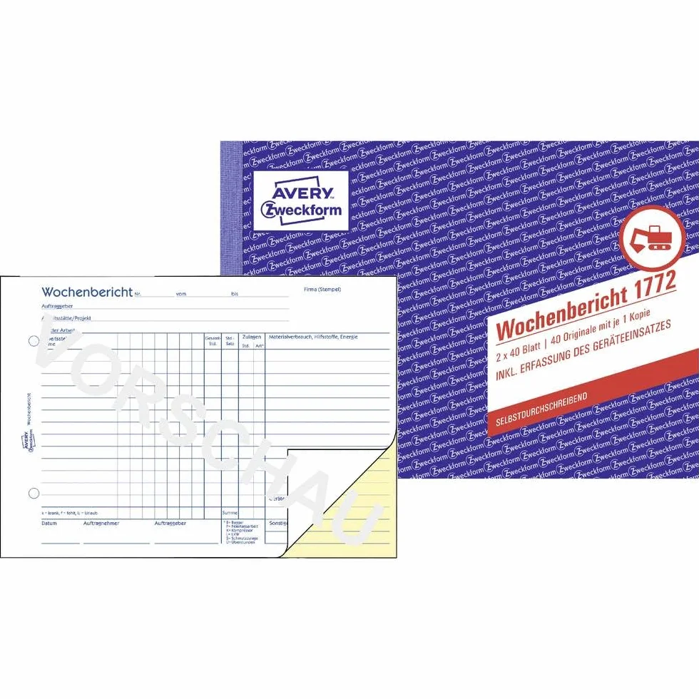 Avery Zweckform A5 1772 Raport Tygodniowy, Biały/Żółty, 80 Arkuszy