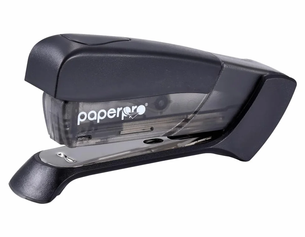 PaperPro Kompaktowy klasyczny zszywacz biurkowy, pojemność 15 arkuszy, bez wysiłku, jeden palec, 80% łatwiejsze zszywanie, czarny