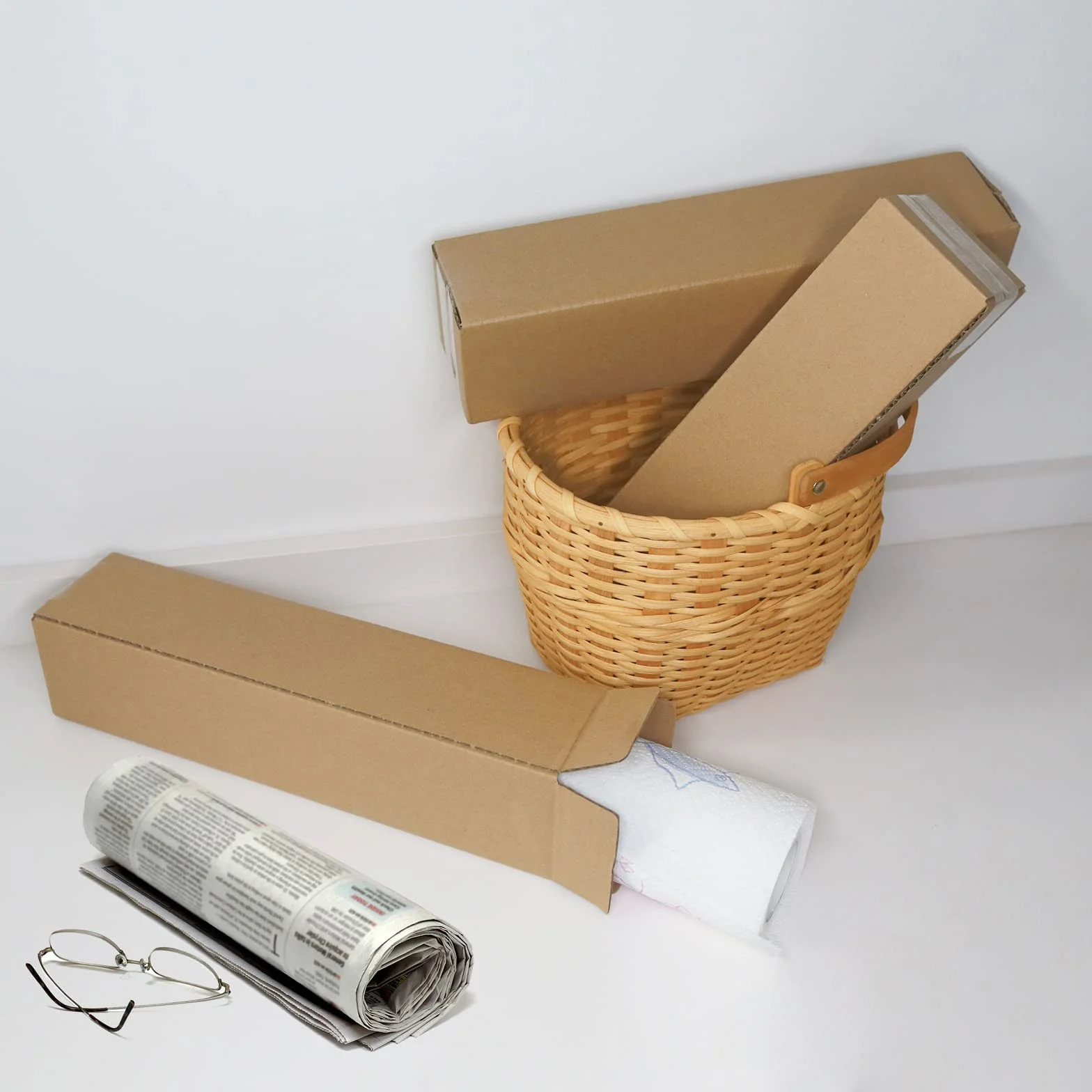 Pudełka z tektury falistej 330 x 75 x 75 mm brązowe do wysyłki paczek (10 szt)