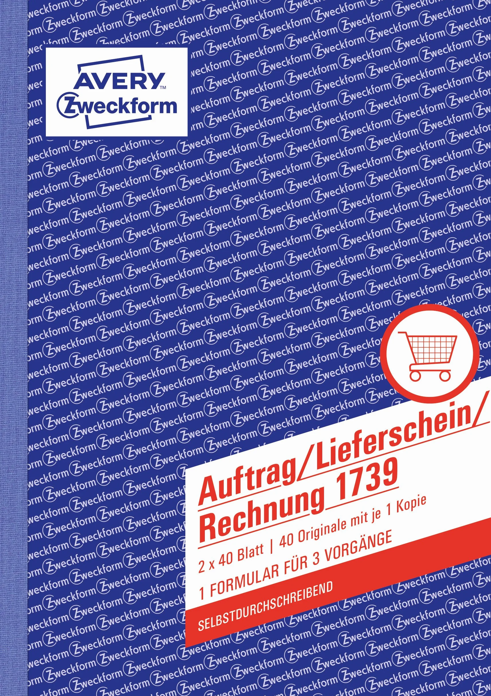 AVERY Zweckform 1739 Zeszyt zleceń/dowód dostawy/faktura zeszyt zestawieniowy (A5, 2 x 40 arkuszy, samokopiujący z kolorową kopertą, z polem podpisu dla zleceniodawcy) biały/żółty