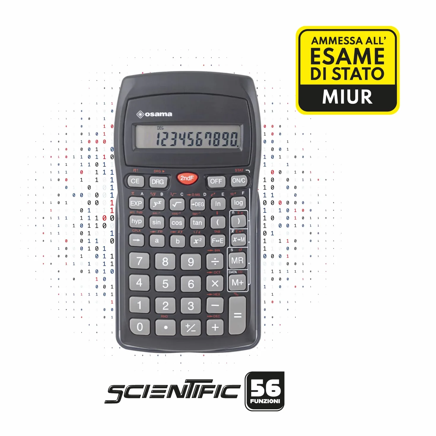 Osama - Calculadora Cientifica Escuela Ideal Como Accesorios y Material Oficina, Con 56 Funciones, 10 Cifras en Mantissa y 2 en Exponente - Calculadora Científica Con Funda Rígida Corredera, Negro