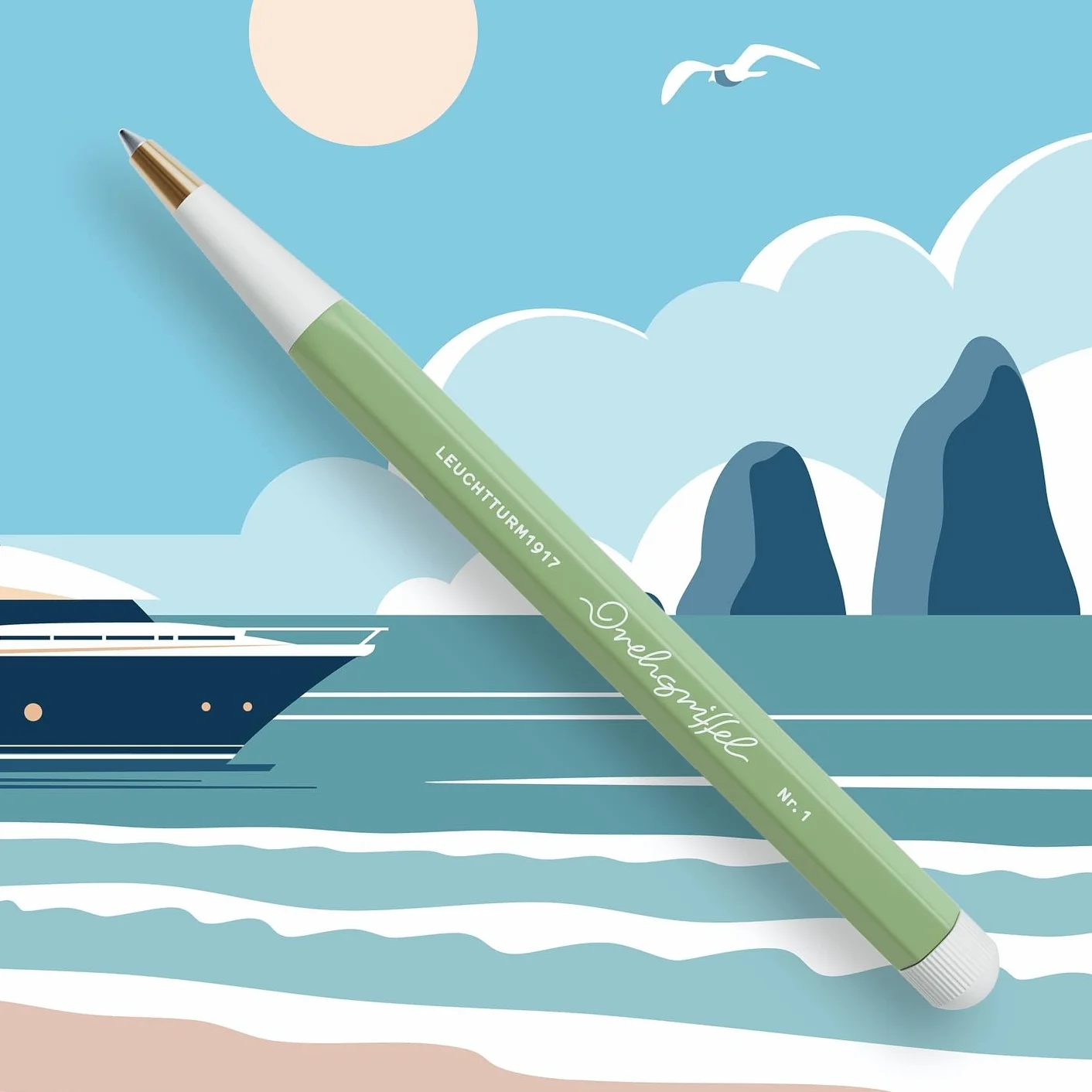 LEUCHTTURM1917 uchwyt obrotowy nr 1 szałwia długopis niebieski atrament królewski