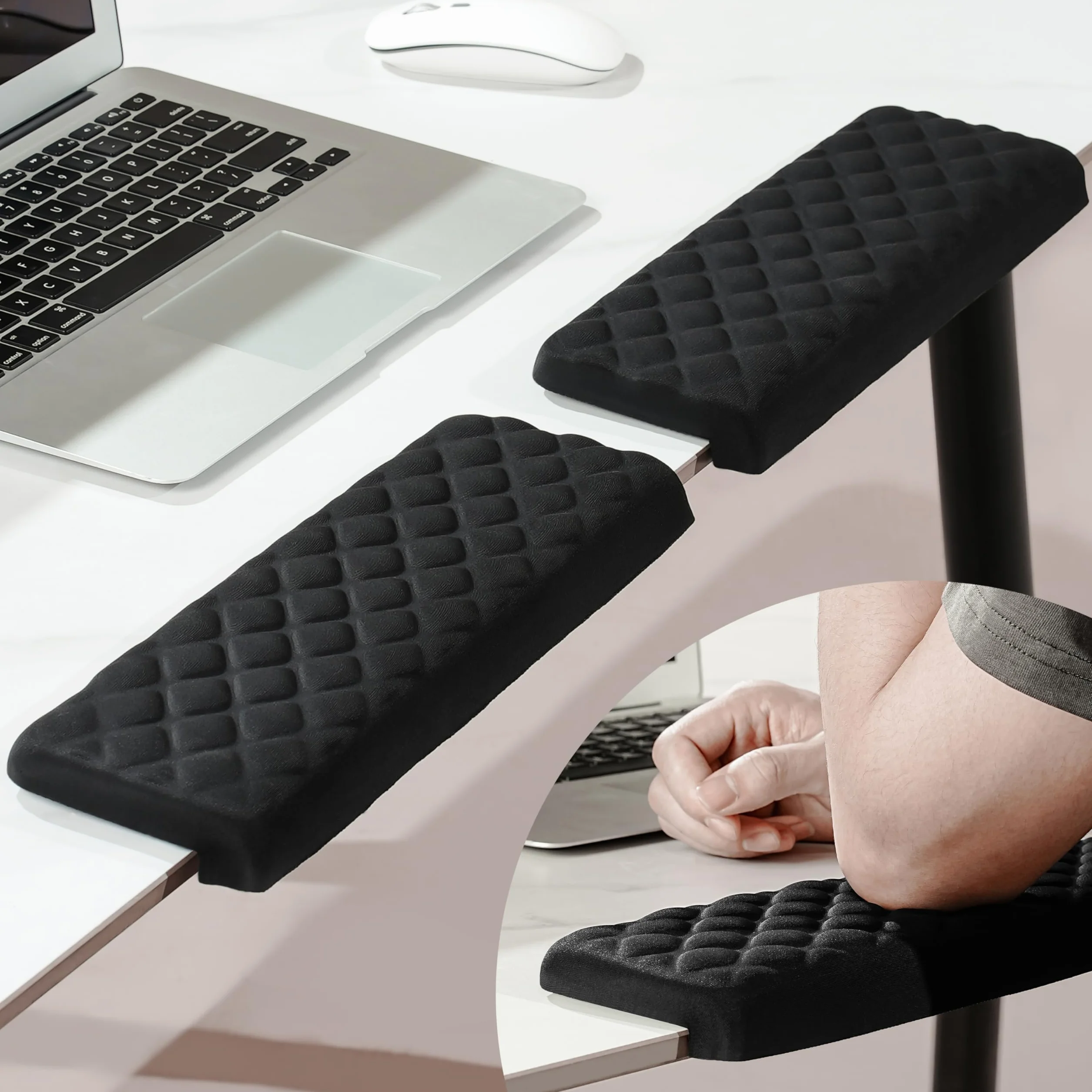 Yamobi 2-częściowa nakładka na nadgarstek w kształcie litery L, piankowa podkładka pod nadgarstek z antypoślizgową podstawą, ergonomiczna poduszka na biurko, krawędzie, do biura (30 x 10 cm)