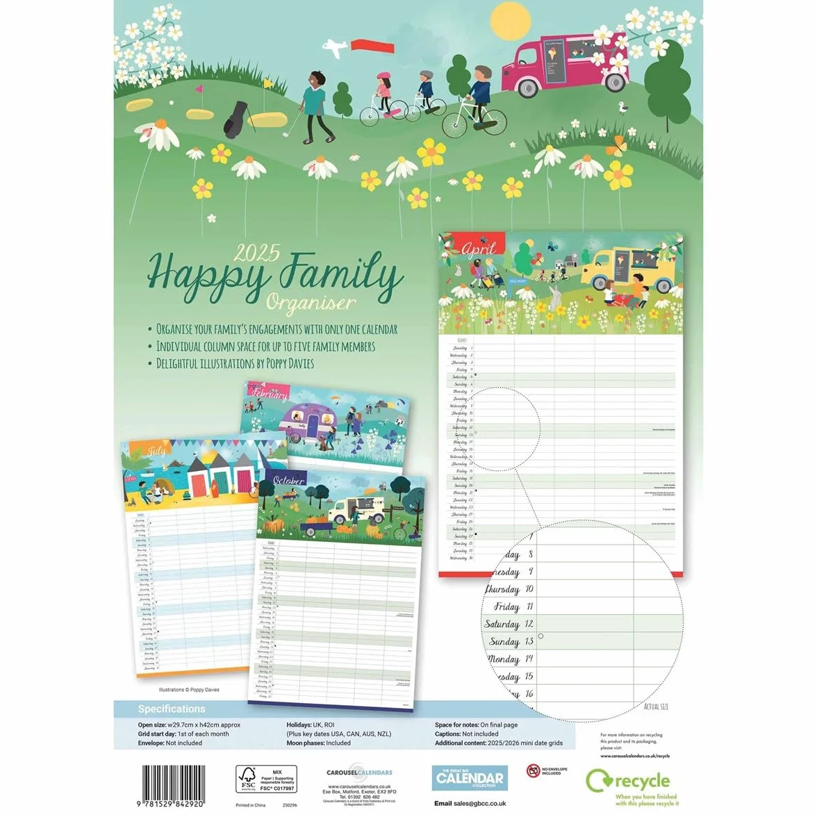 Happy Family Planner A3 Calendar 2025