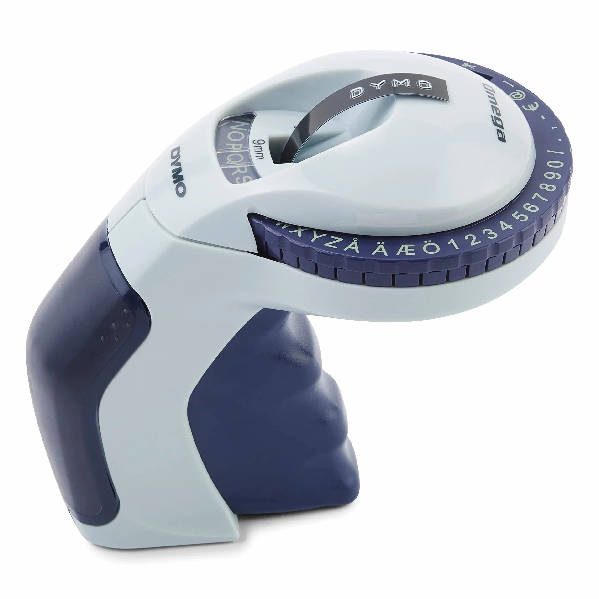 DYMO Maszyna do wytłaczania etykiet z 3 taśmami do etykiet, zestaw startowy Omega Label Maker | mały, ergonomiczny design z kółkiem obrotowym | do domu, majsterkowania i rękodzieła (€, Å, Ä, Æ i Ö)