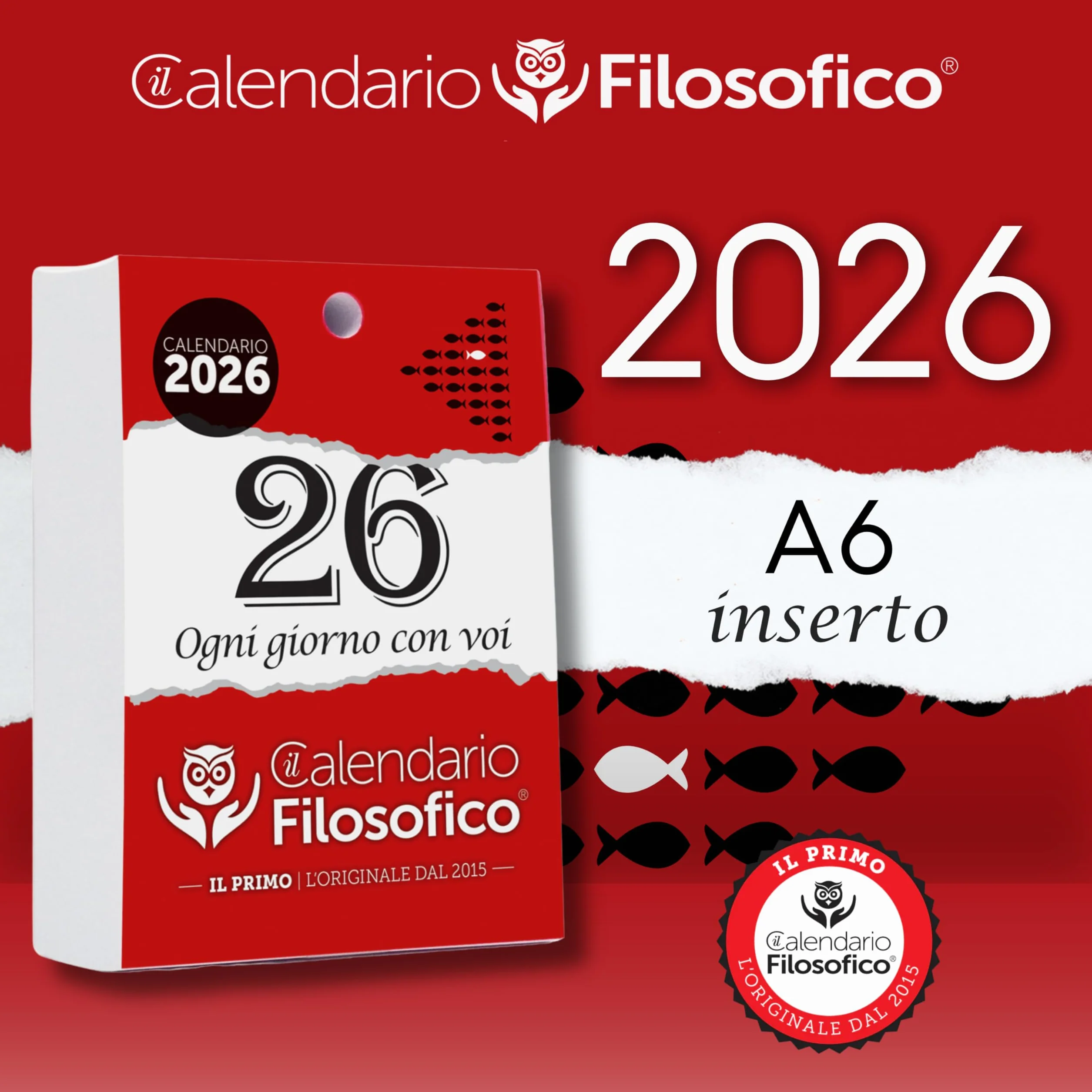 Il Calendario Filosofico 2026, zamiennik A6, 10 x 14 cm, kalendarz biurkowy z 365 dniami fraz filozoficznych