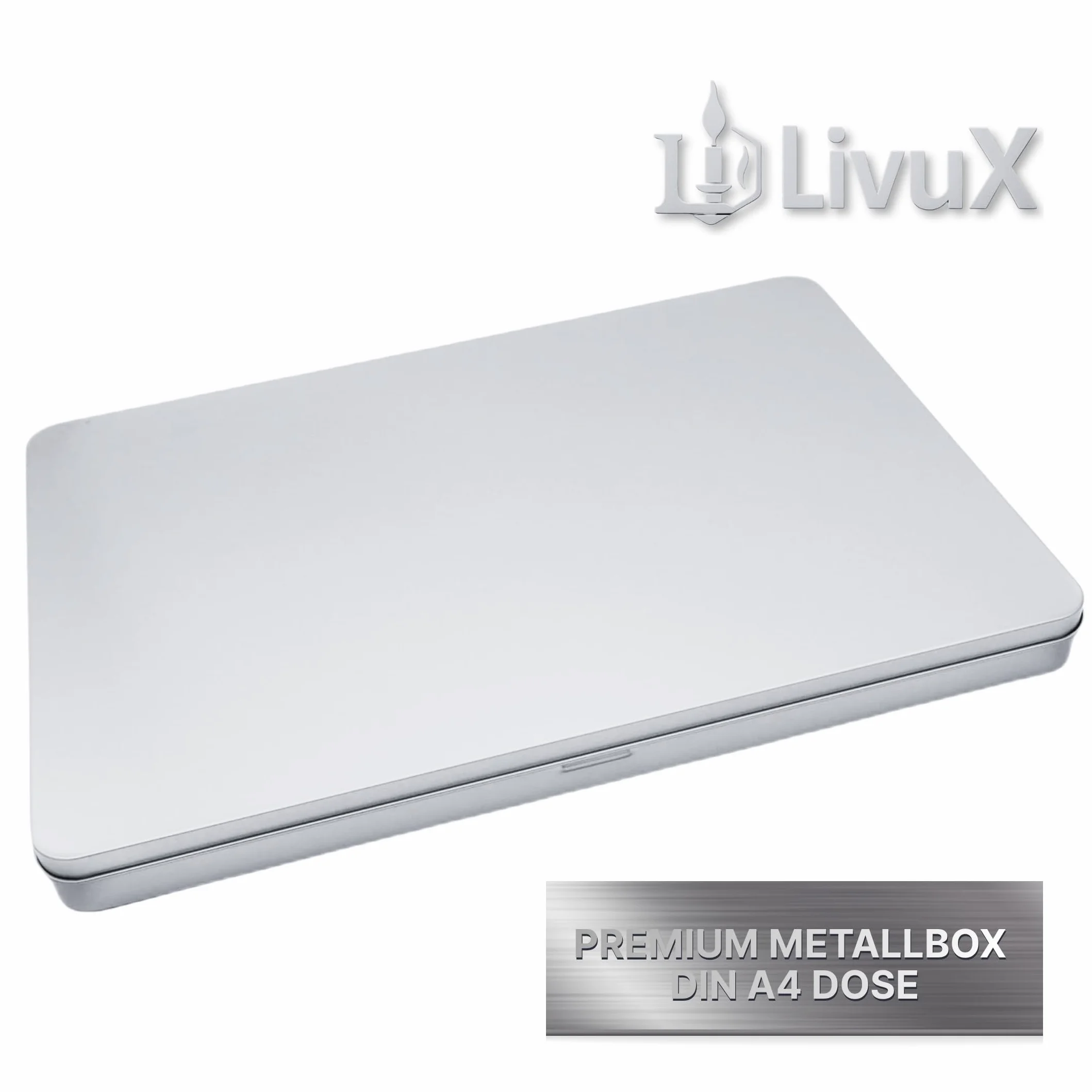 LivuX Pudełko na dokumenty DIN A4, 31 x 22 x 2,25 cm, 0,367 kg, prostokątne pudełko do przechowywania z pokrywką, do biura, domowego biura i archiwum, metal premium