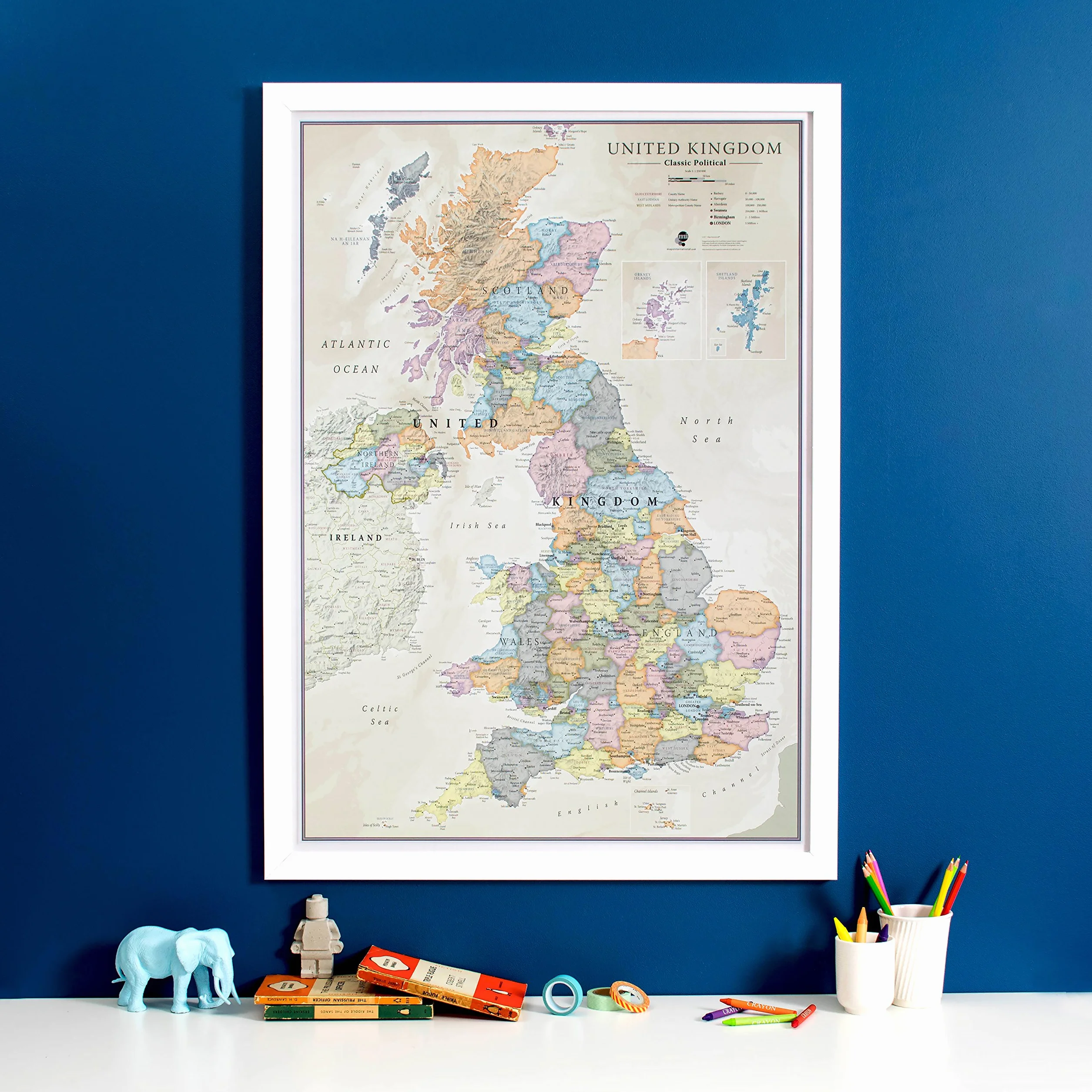 United Kingdom political classic wall map