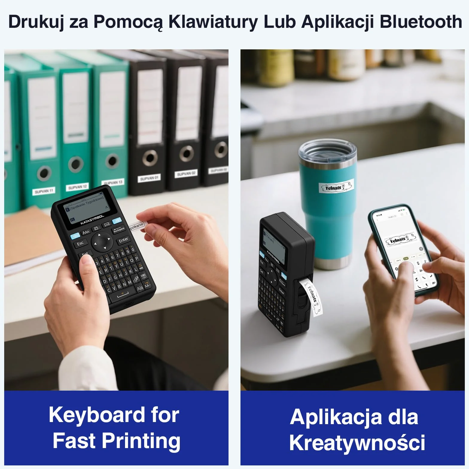 SUPVAN E11 Drukarka Etykiet Bluetooth Przenośna Akumulatorowa Kompatybilna z Aplikacją
