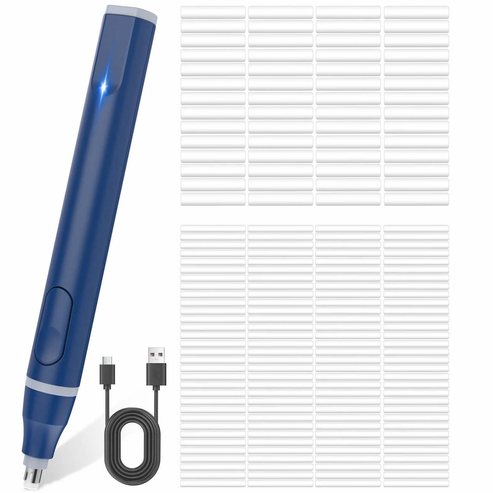 Cuteefun Gumka Elektryczna Ładowalna USB C 220 Wkładów 2 Rozmiary Niebieski