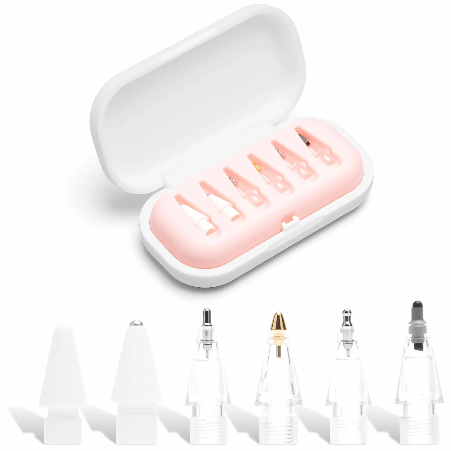 6-częściowy zestaw końcówek zamiennych do Apple Pencil 1. generacji i USB-C – końcówki Apple Pencil Pro do pisania i rysowania na iPadzie, w zestawie etui