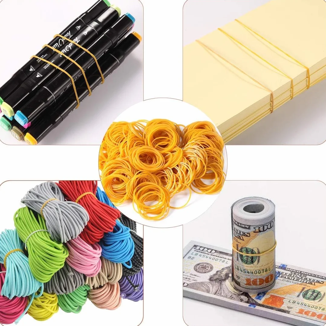 600 sztuk gumki żółte gumki 200 g naturalne gumki do użytku domowego grube mieszane gumki różne rozmiary 25 mm 38 mm 50 mm do pracy biurowej kuchni ławki papierowe rachunki