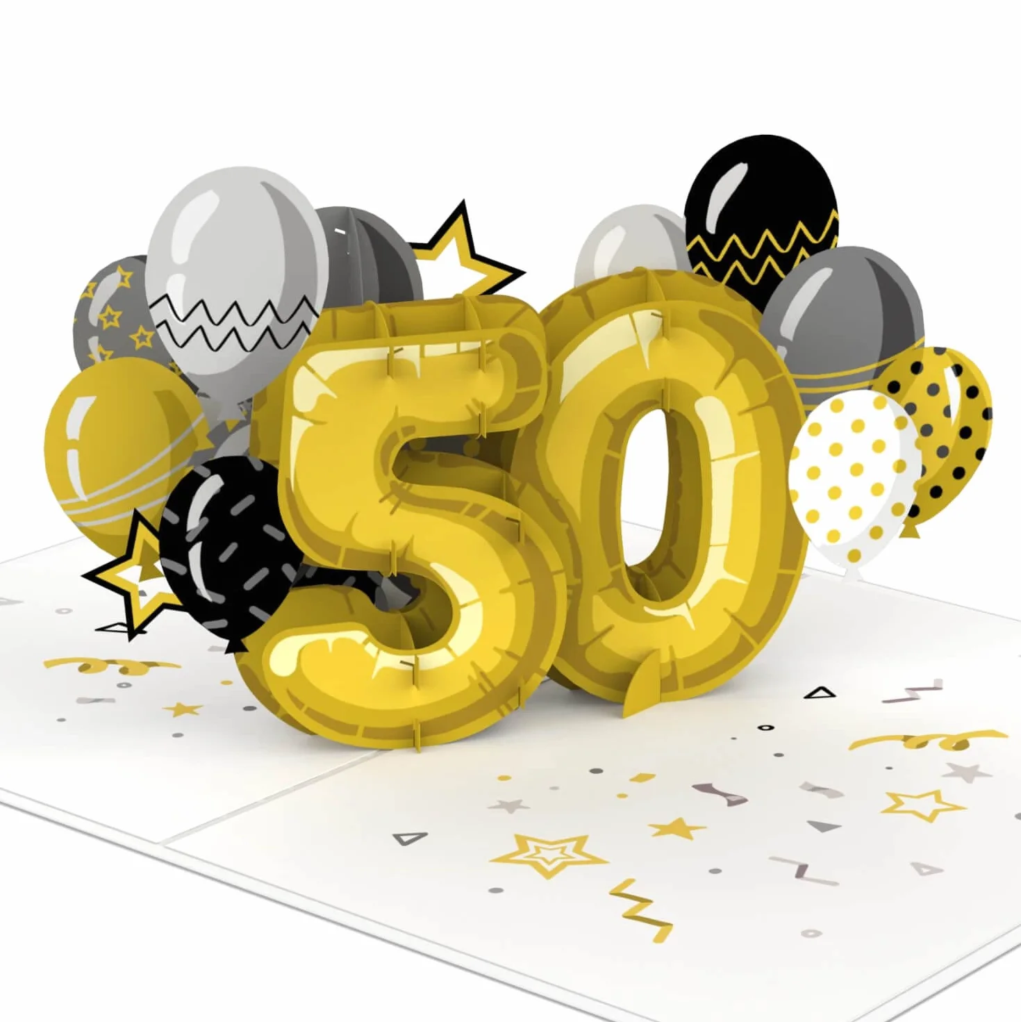 papercrush® Kartka pop-up na 50. urodziny – ręcznie wykonana kartka urodzinowa 3D dla kobiet i mężczyzn (50 lat), z życzeniami z okazji 50. urodzin – specjalna kartka z życzeniami z kopertą
