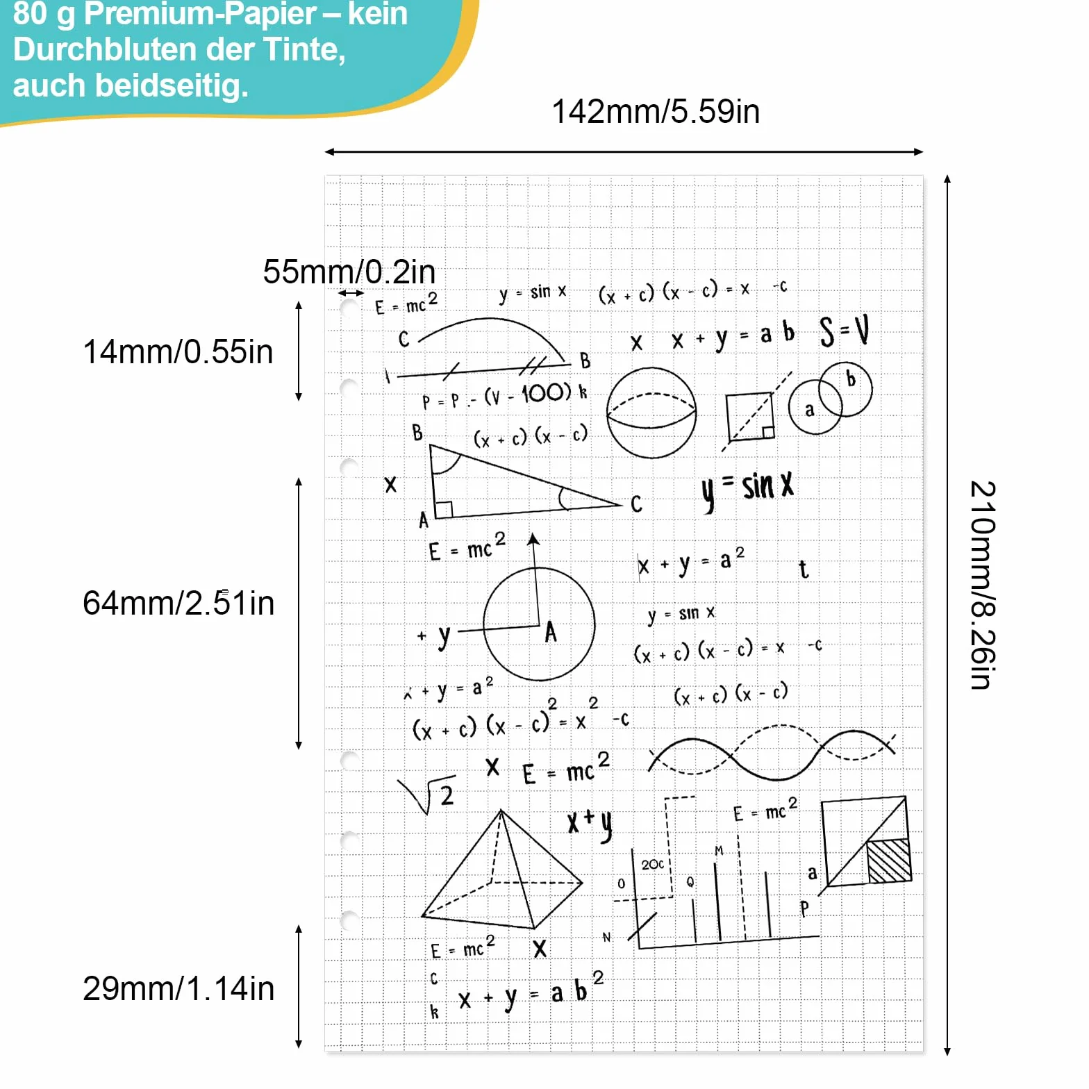 Segregator A5 180 arkuszy papieru w kratkę 6 otworów do notatnika