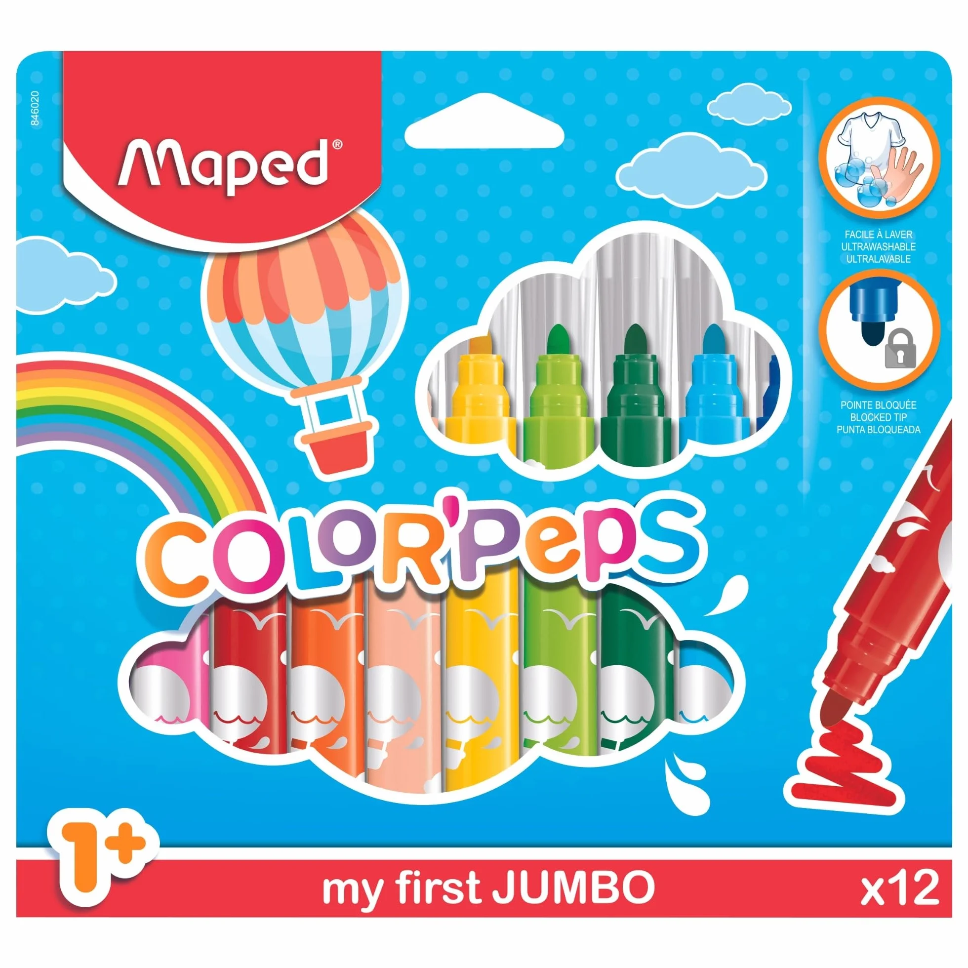 Maped Color'Peps My First Safety Tip Markery ultrawy, różne kolory, 12 sztuk (846020)
