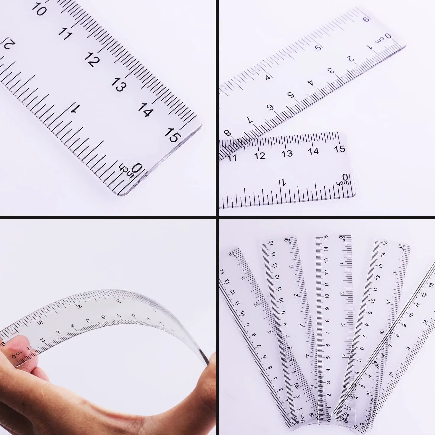 AIEX 40 Sztuk 15cm Linijka Calowa, Mala Przezroczysta Linijka z Calami Centymetry dla Dzieci Studenci Szkoly Artykuly Biurowe (Przezroczyste)