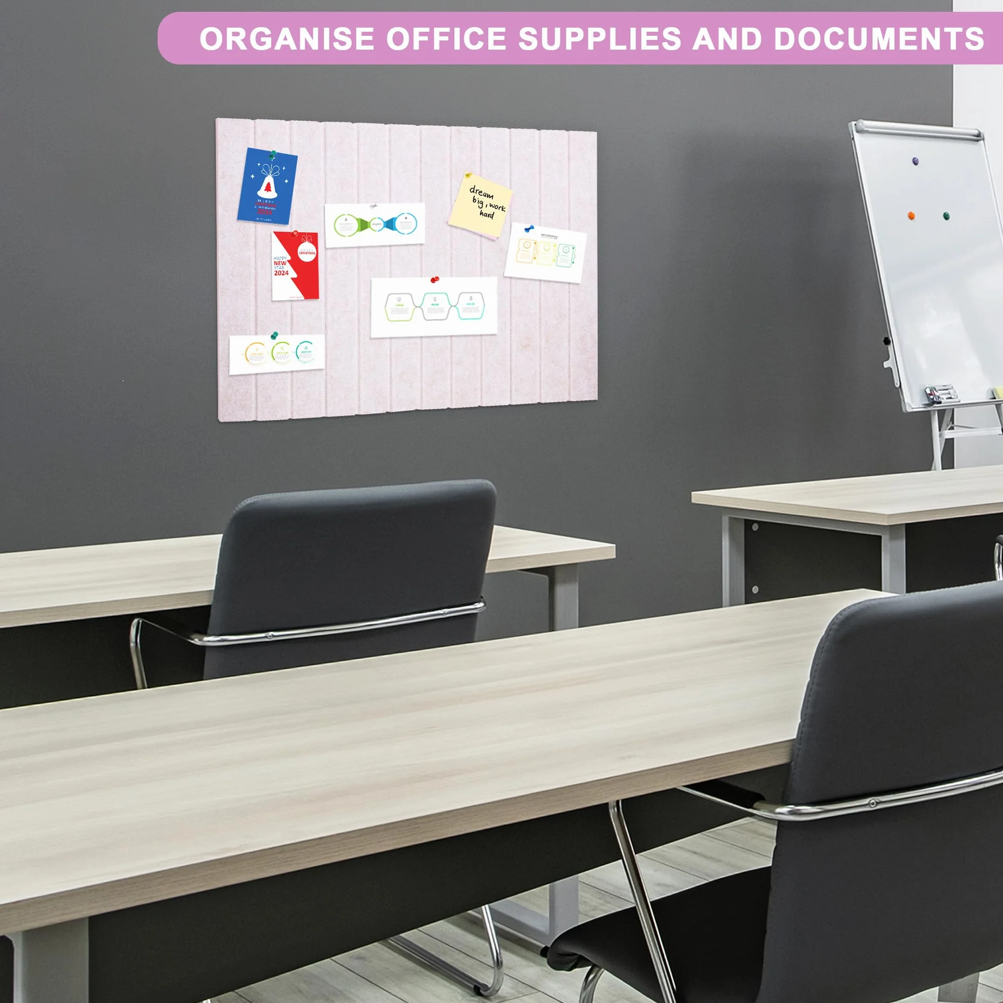 Tablica ogłoszeń korkowych 40 x 60 cm filcowa z taśmą samoprzylepną grubość 9 mm do biura