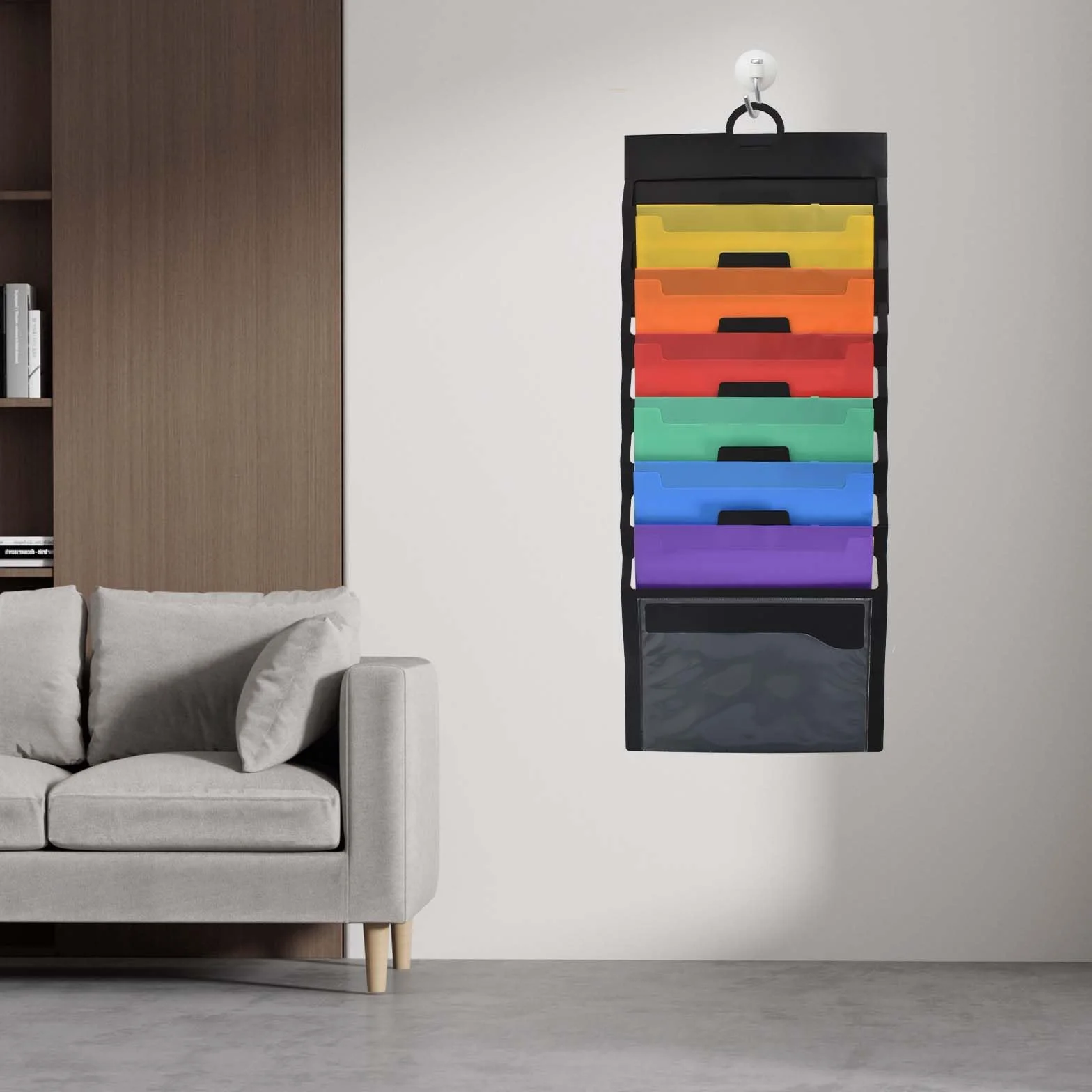 Colexy Wiszący organizer na dokumenty A4, kaskadowy, 6 kieszeni, ścienny