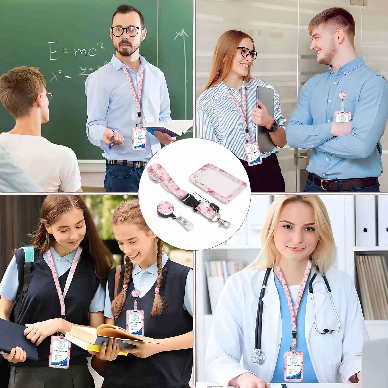 Odznaka na smycz, zdejmowana smycz z klipsem, uchwyt na dowód osobisty, uchwyt na kartę ze sznurkiem na szyję dla pielęgniarki, nauczyciela i ucznia (styl 18)