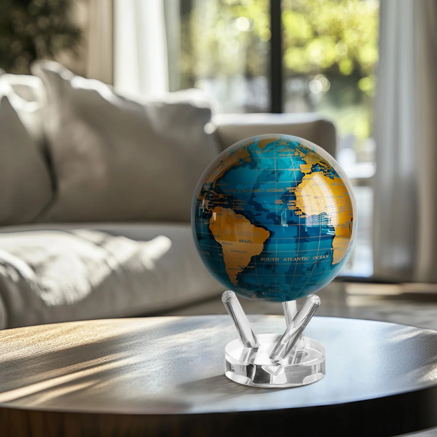 MOVA Globe Błękit Cerulean i Złoty Signature 6" Samonapędzający się globus zasilany światłem