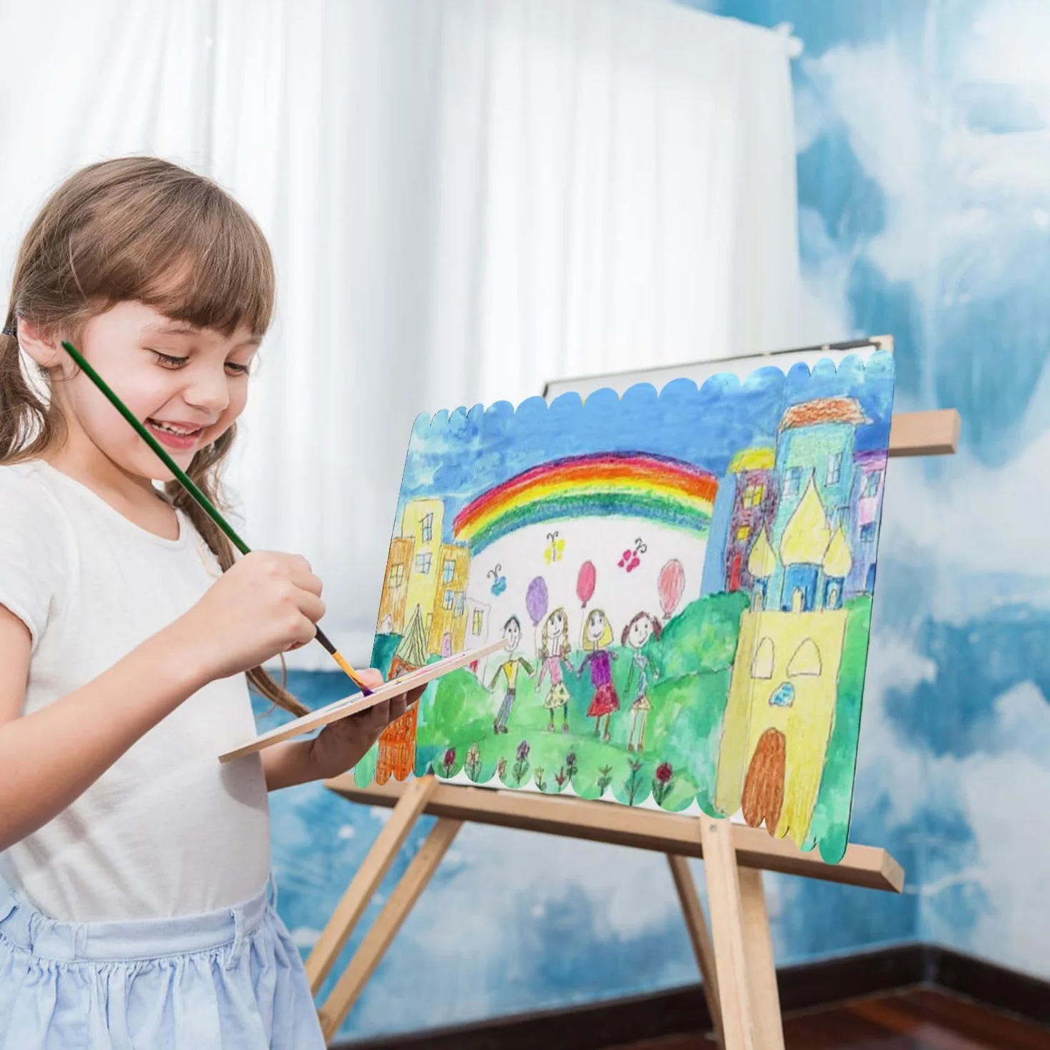 4szt 61x40,7cm Potrójnie Skladane Tablice Plakatowe, z 1 Arkuszami Klejów Punktowych, Biala Tablica Science Fair, Tablica Prezentacyjna do Wyswietlania Zdjec Projektów, na Targi Szkolne