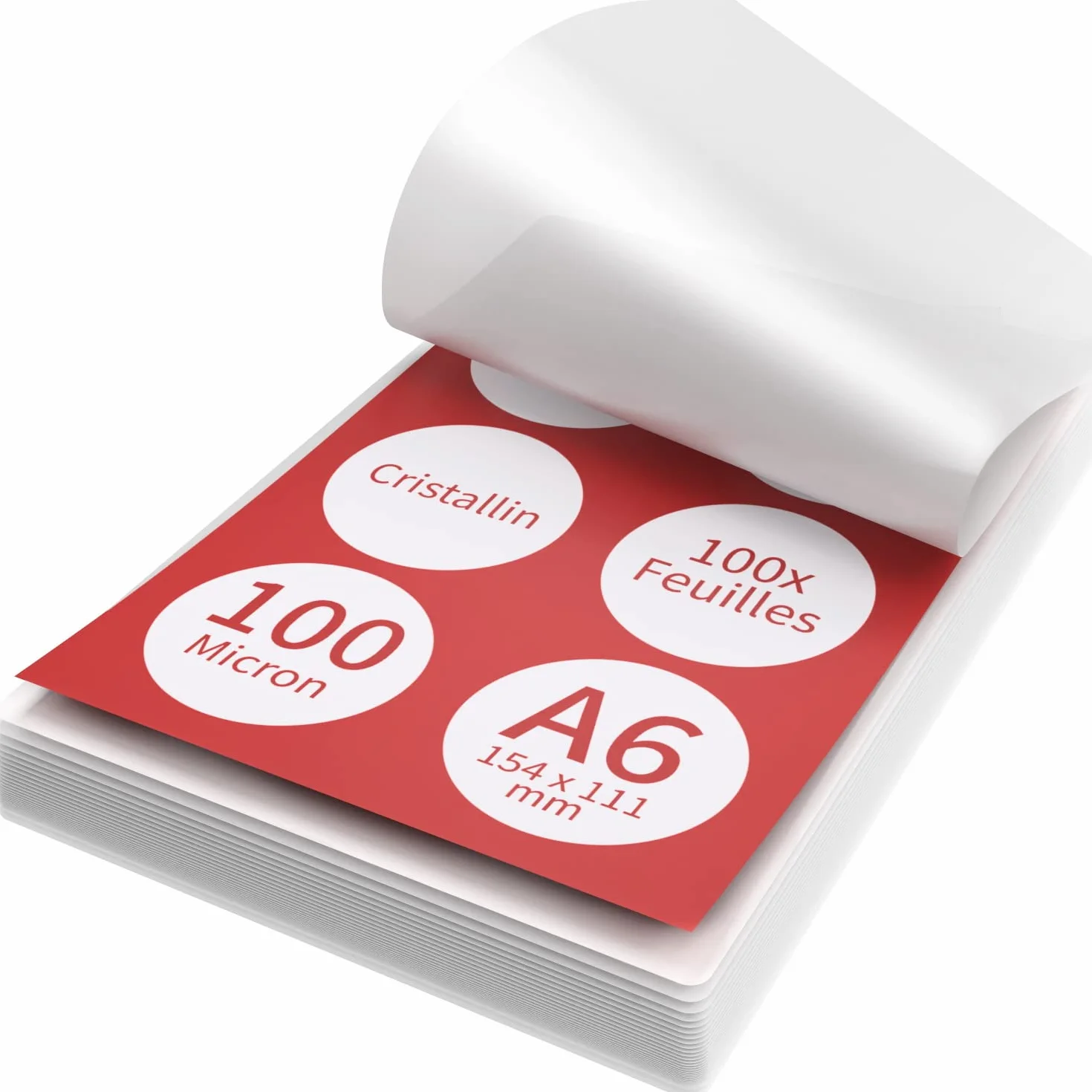 ACROPAQ Arkusze laminatora A6-100 mic, 100 kieszeni, błyszczące, zaokrąglone rogi