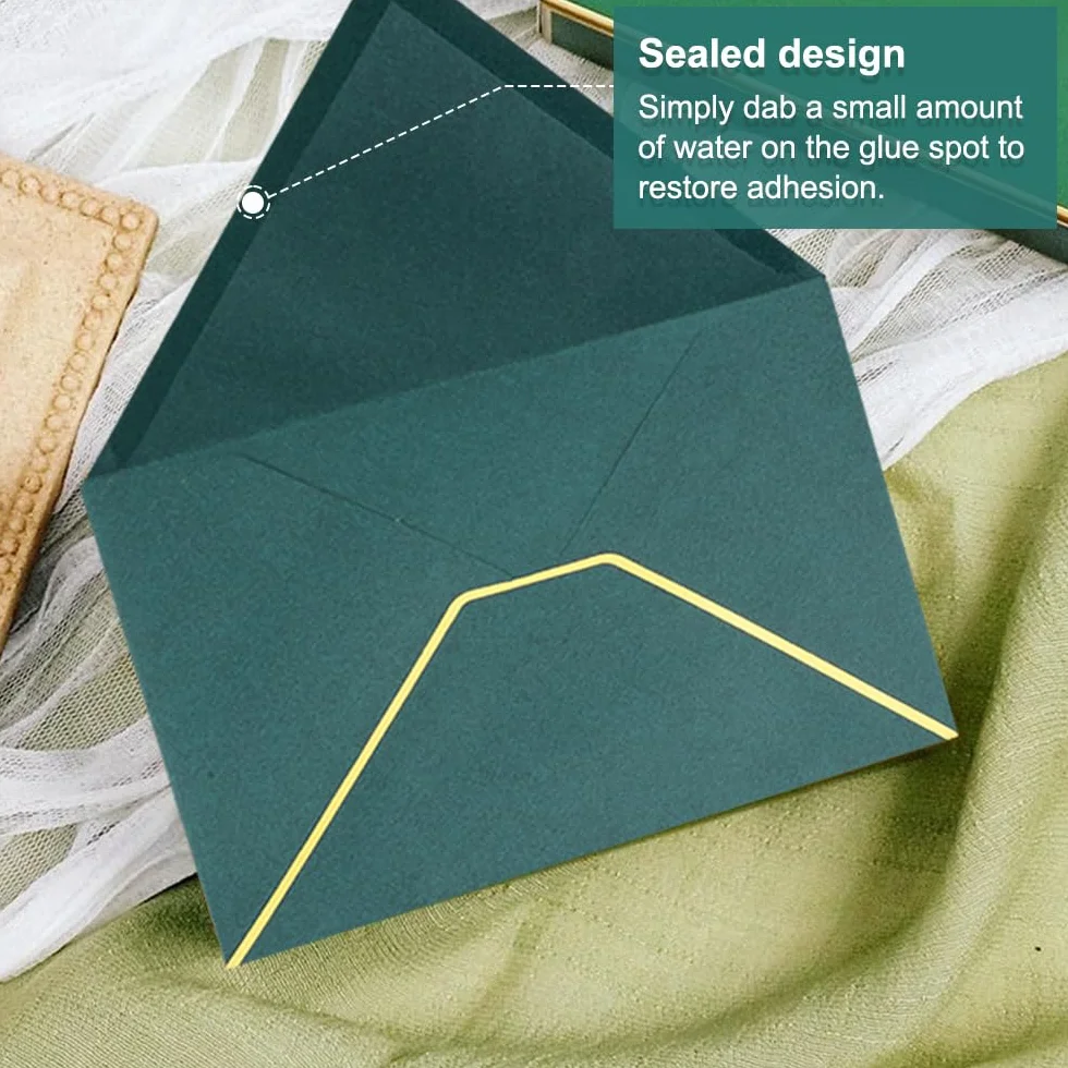 50 sztuk koperta zaproszeniowych C5, 13,5 x 18,5 cm, zielone, samoprzylepne, eleganckie koperty na wesela, kartki z życzeniami