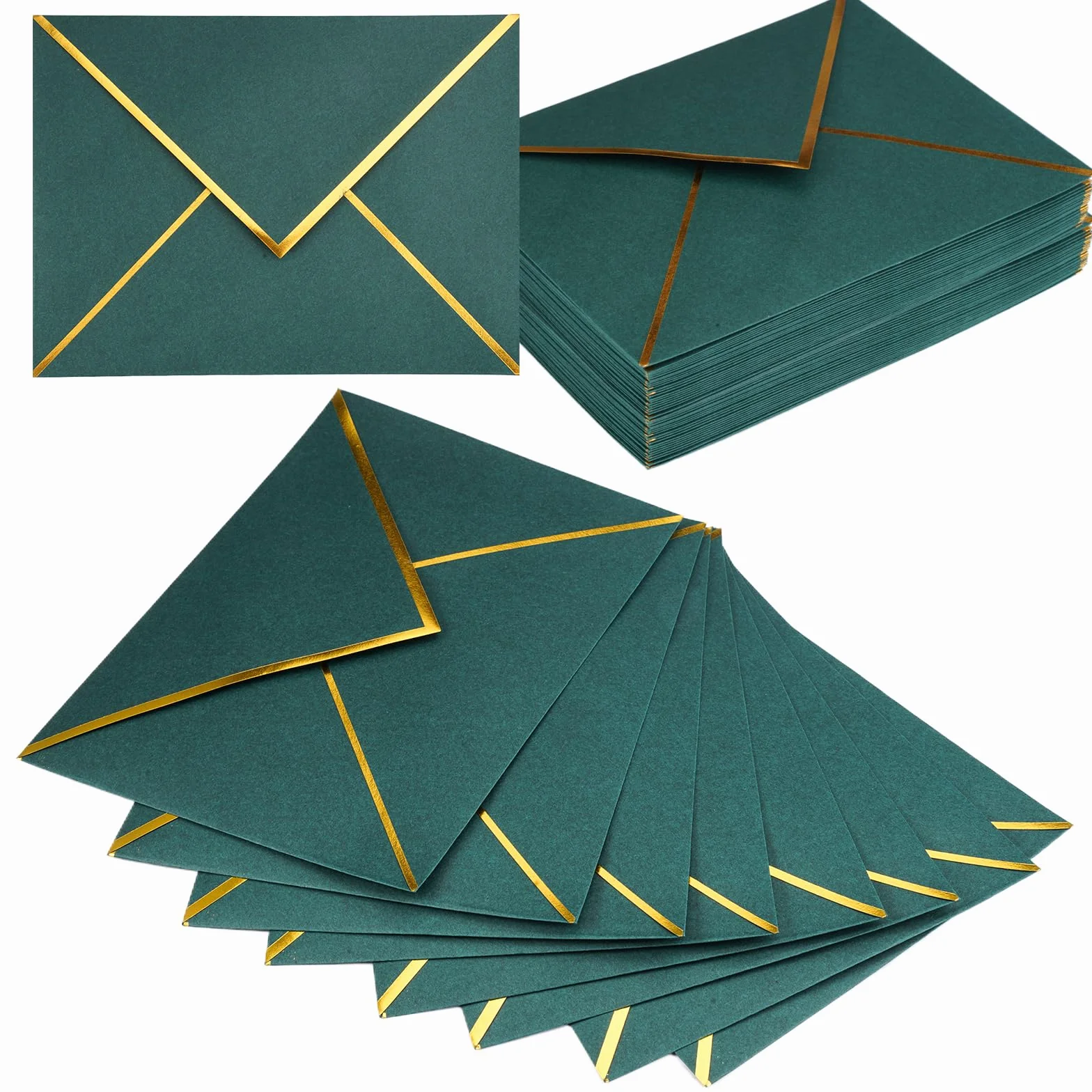 50 sztuk koperta zaproszeniowych C5, 13,5 x 18,5 cm, zielone, samoprzylepne, eleganckie koperty na wesela, kartki z życzeniami