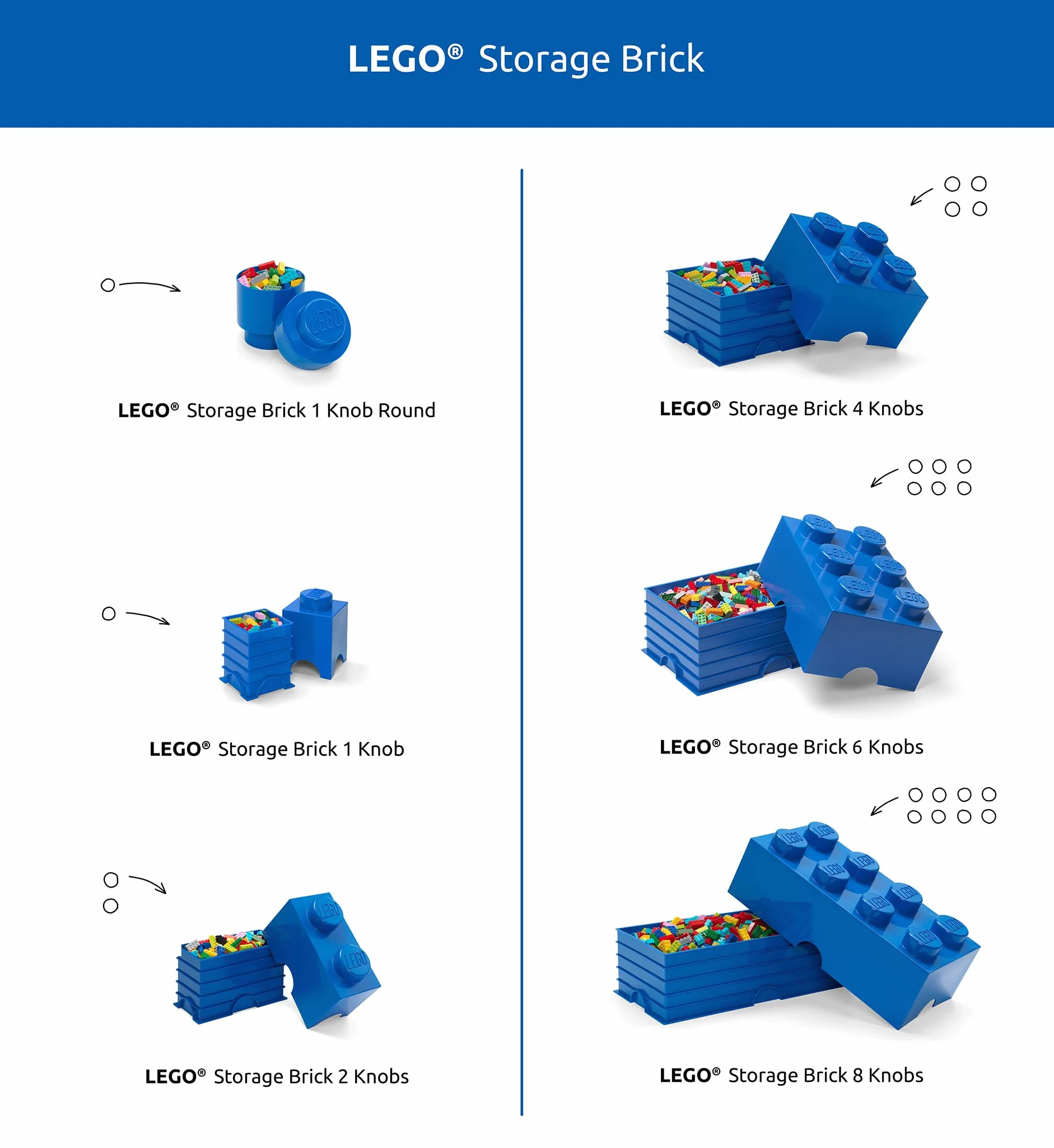 LEGO szuflada na biurko 4 gałki biała – pudełko do przechowywania do układania w stos, 158 x 158 x 113 mm, pojemność 2,9 l, miejsce na biurko, pokój dziecięcy, biuro, akcesoria LEGO, wystrój domu