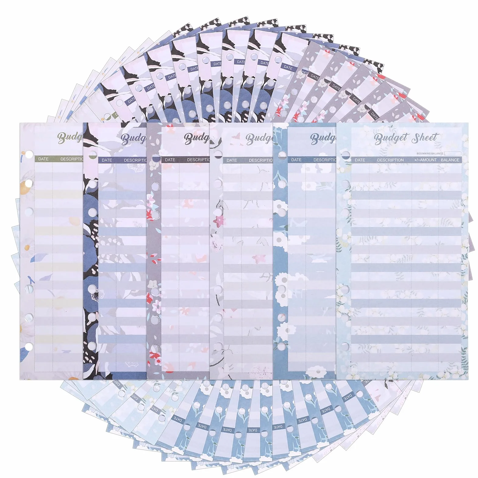 60 arkuszy A6, 6 arkuszy, 6 otworów, segregator budżetowy, A6, papier uzupełniający, do wydatków gotówkowych, organizer, segregator, planer, papier wkładany do notatnika