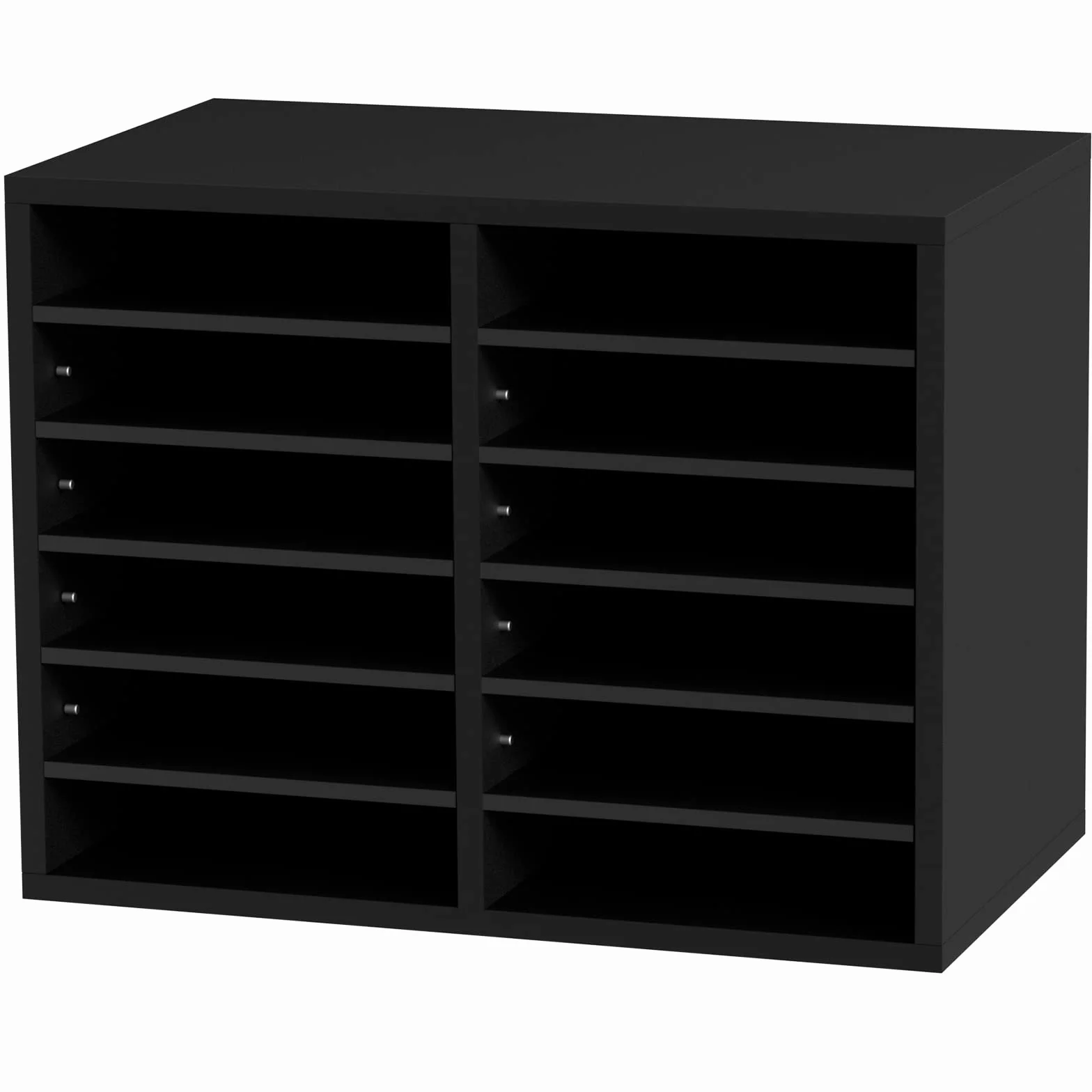 VEVOR Drewniany Organizator Literatury Płyta wiórowa Półka do przechowywania dokumentów 12 przegródek 52x30,5x41 cm Klasyfikator literatury z regulowanymi półkami biurowymi, Czarny