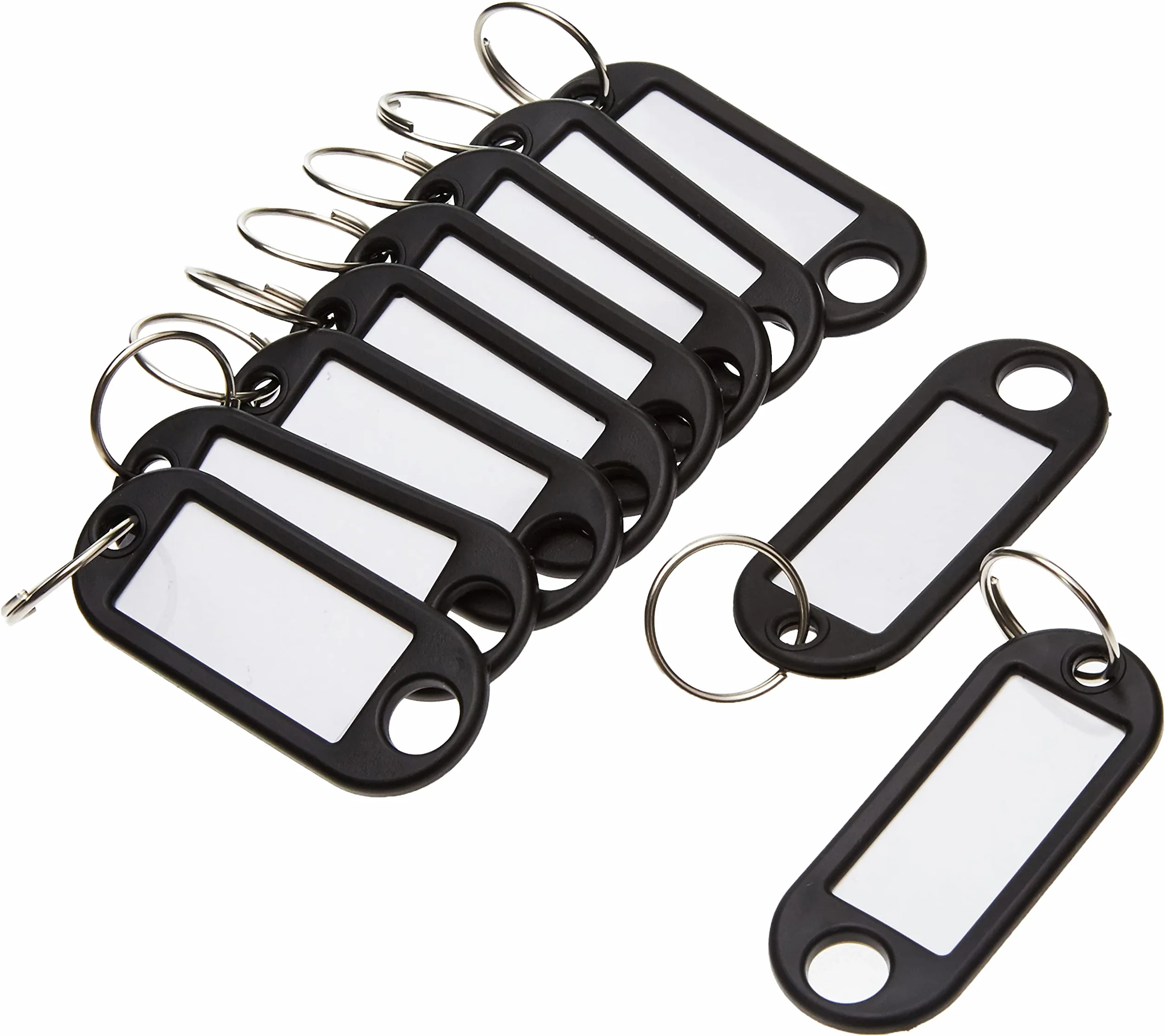 Wedo 262101801 breloczek do kluczy z tworzywa sztucznego (z pierścieniem, wymienne etykiety), 10 sztuk, czarny