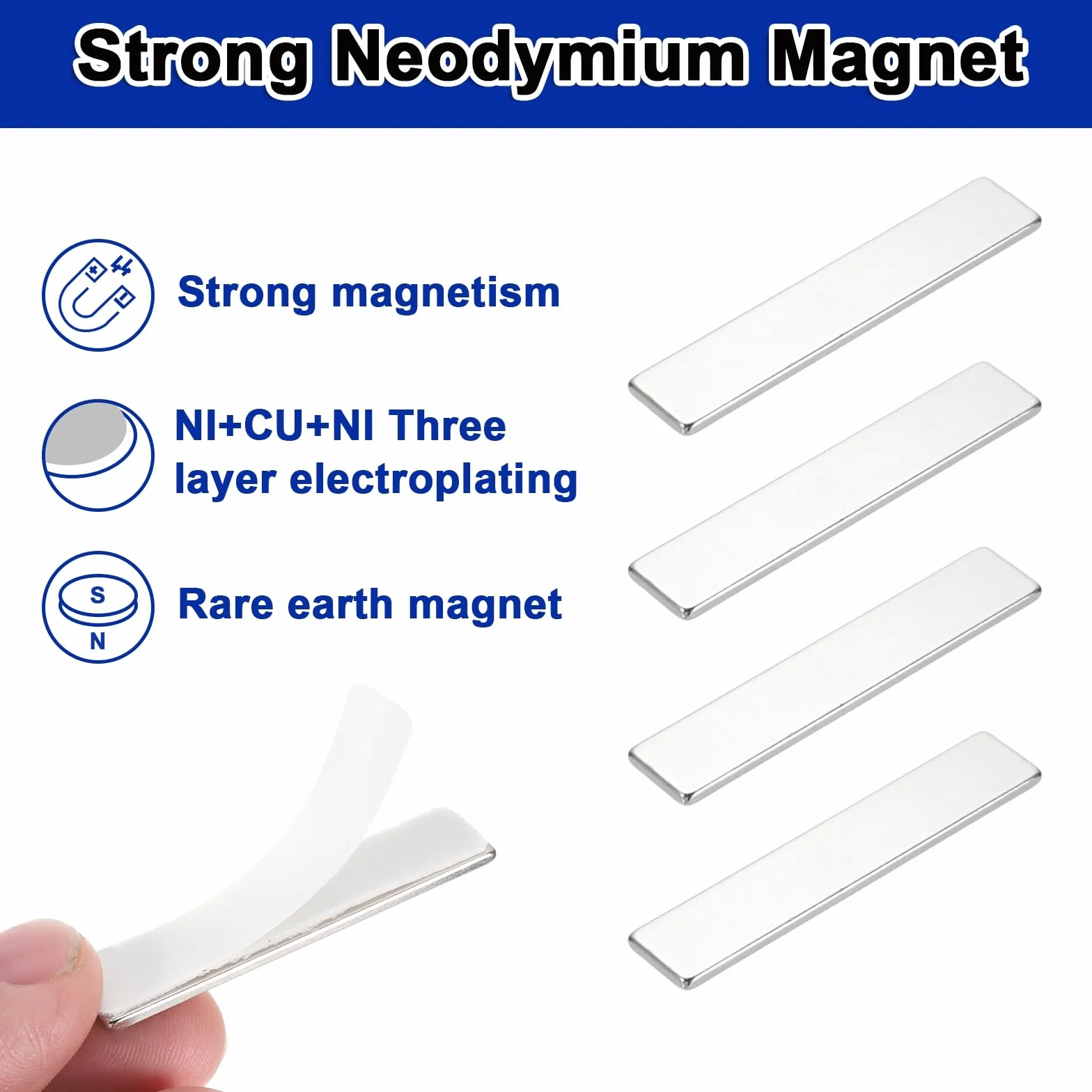 QUARKZMAN magnesy prostokątne 50x10x2 mm mocne magnesy biurowe na tablicę lodówkę