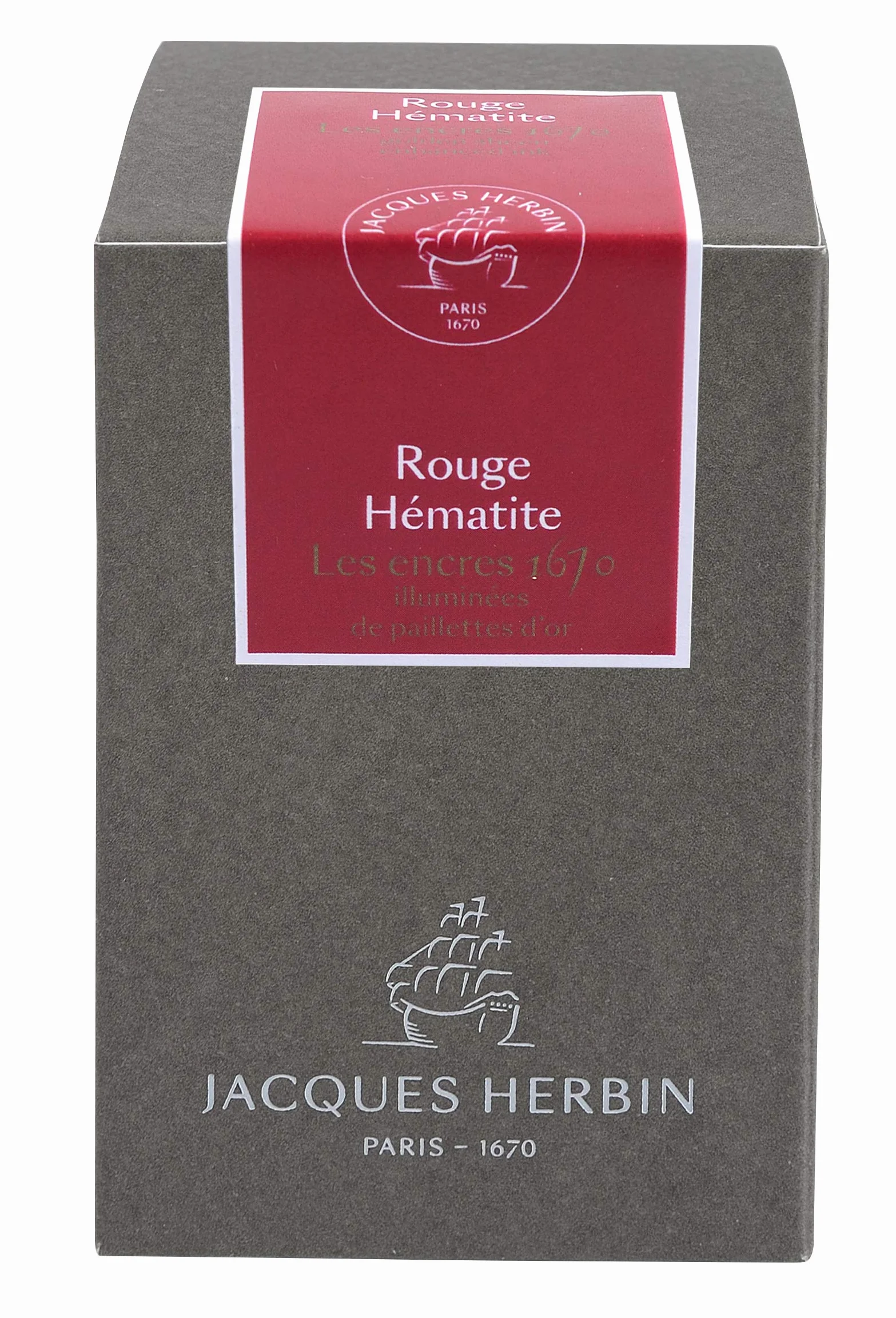 Jacques Herbin 1670 Hematytowa czerwień Atrament 50 ml z drobinkami złota