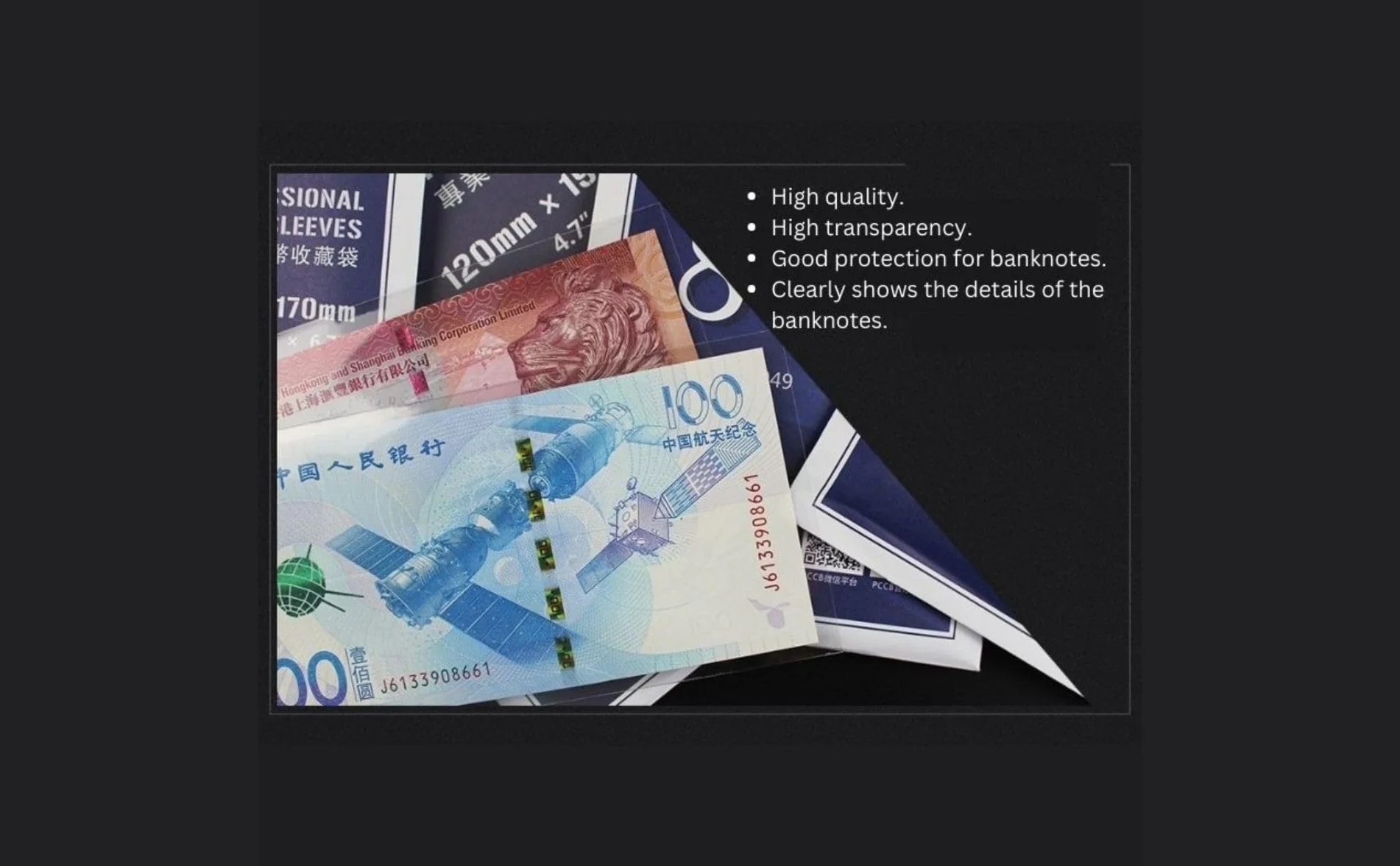 Profesjonalne Ochronne Koszulki Plastikowe na Banknoty Rozmiar 9, 50 sztuk OPP do Kolekcjonowania Monet
