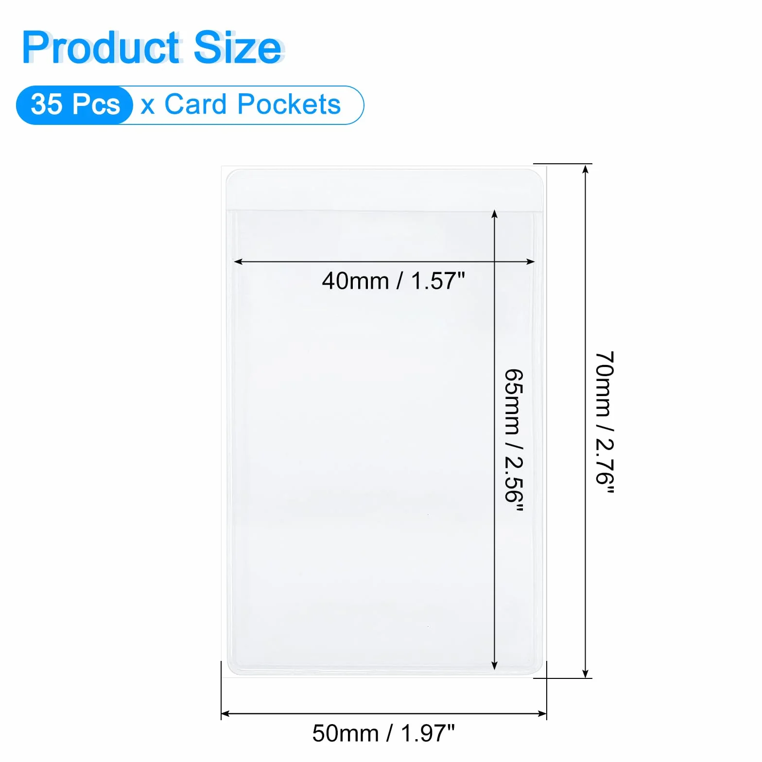 QUARKZMAN 35 samoprzylepnych kieszeni na karty indeksowe z otworem od góry, 2" x 5,5 cm Przezroczysty plastikowy uchwyt na karty do organizowania i ochrony kart, przezroczysty