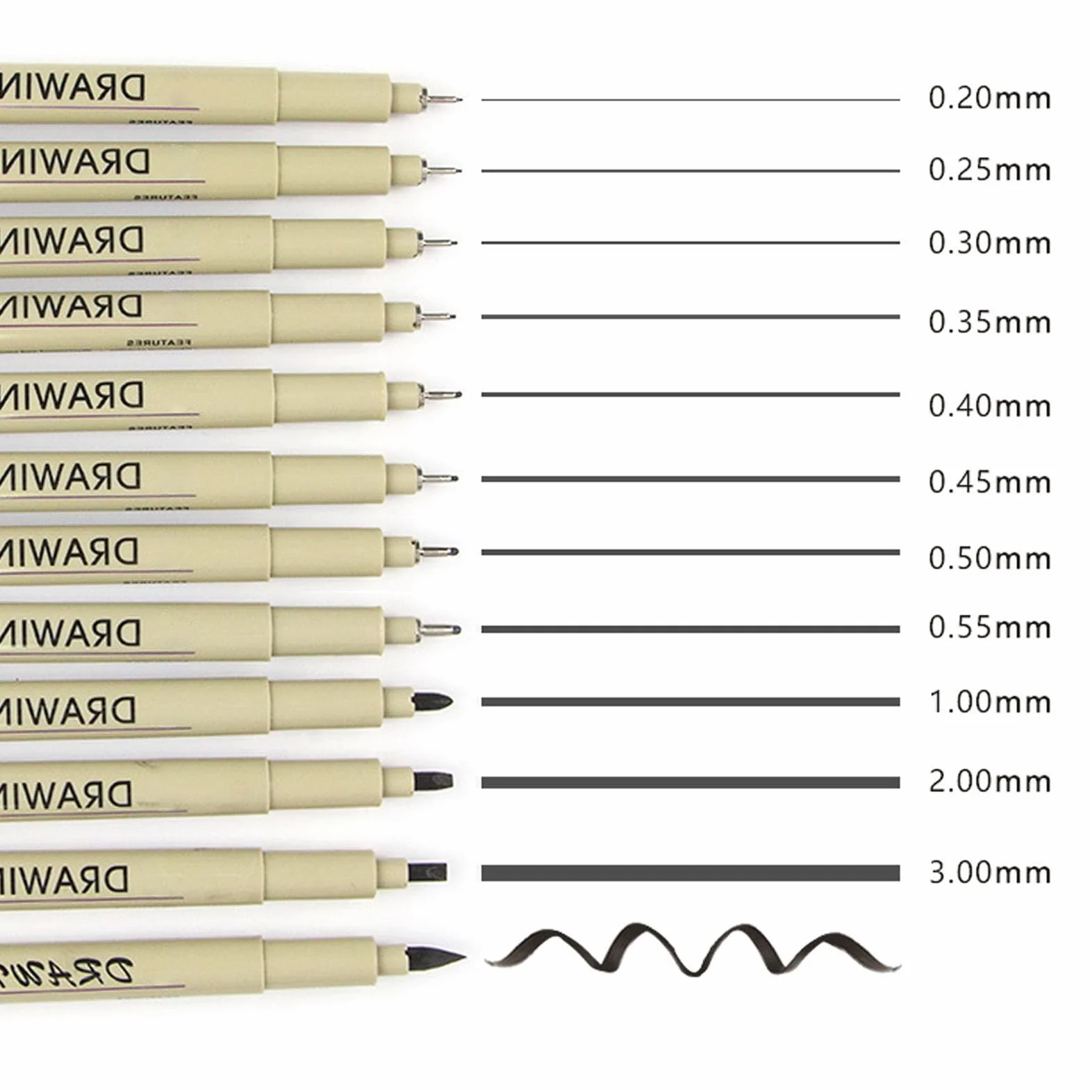 Mikropióro, 12 sztuk, Micro Fineliner, Długopisy rysunkowe i wielowarstwowe, Zestaw mikro pisaków, Micro Pen