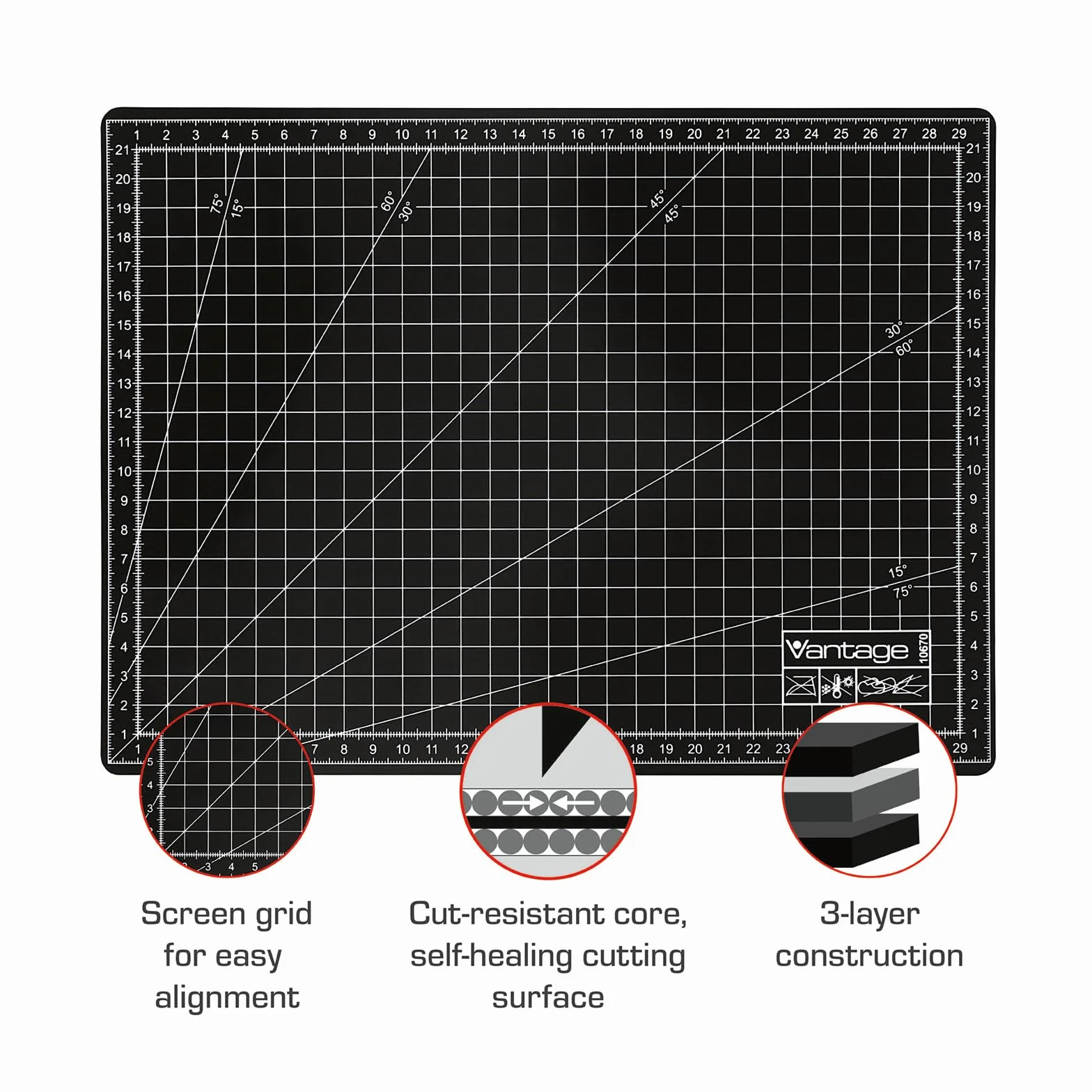 Vantage Mata do cięcia A1 60x90 cm samoregenerująca dwustronna czarna
