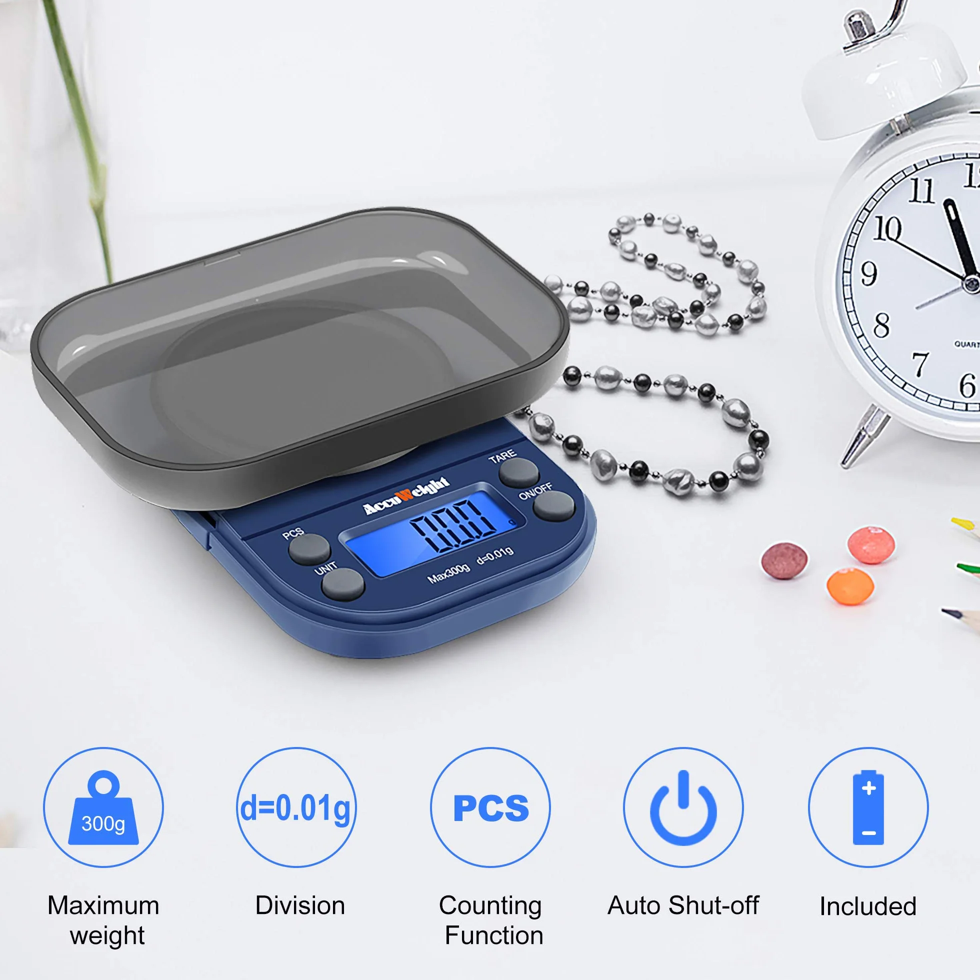 ACCUWEIGHT 300/0,01 g waga jubilerska precyzyjna z funkcją liczenia