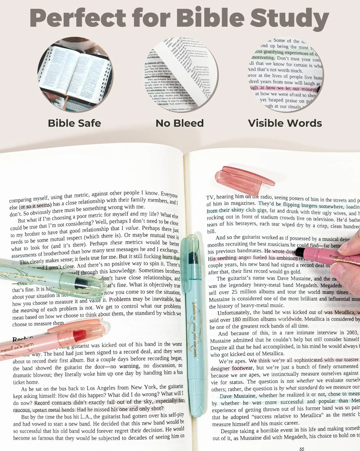 WEMATE Zestaw biblijnych zakreślaczy, 9 szt., różne kolory, urocze materiały do nauki Biblii