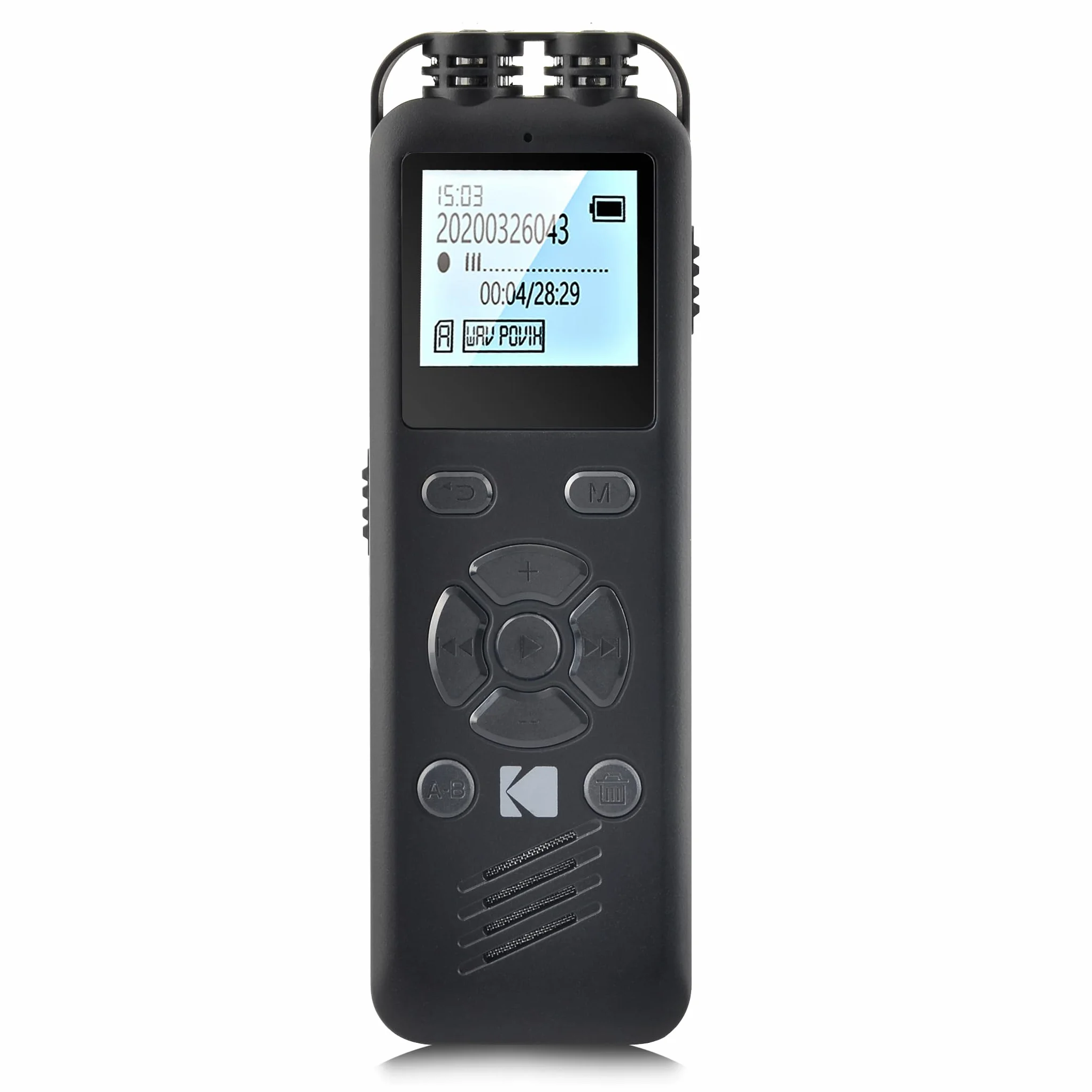 KODAK VRC250 - Dyktafon cyfrowy, 8 GB, ekran 1,4, Plug and Play, odtwarzacz MP3, akumulator litowy - czarny