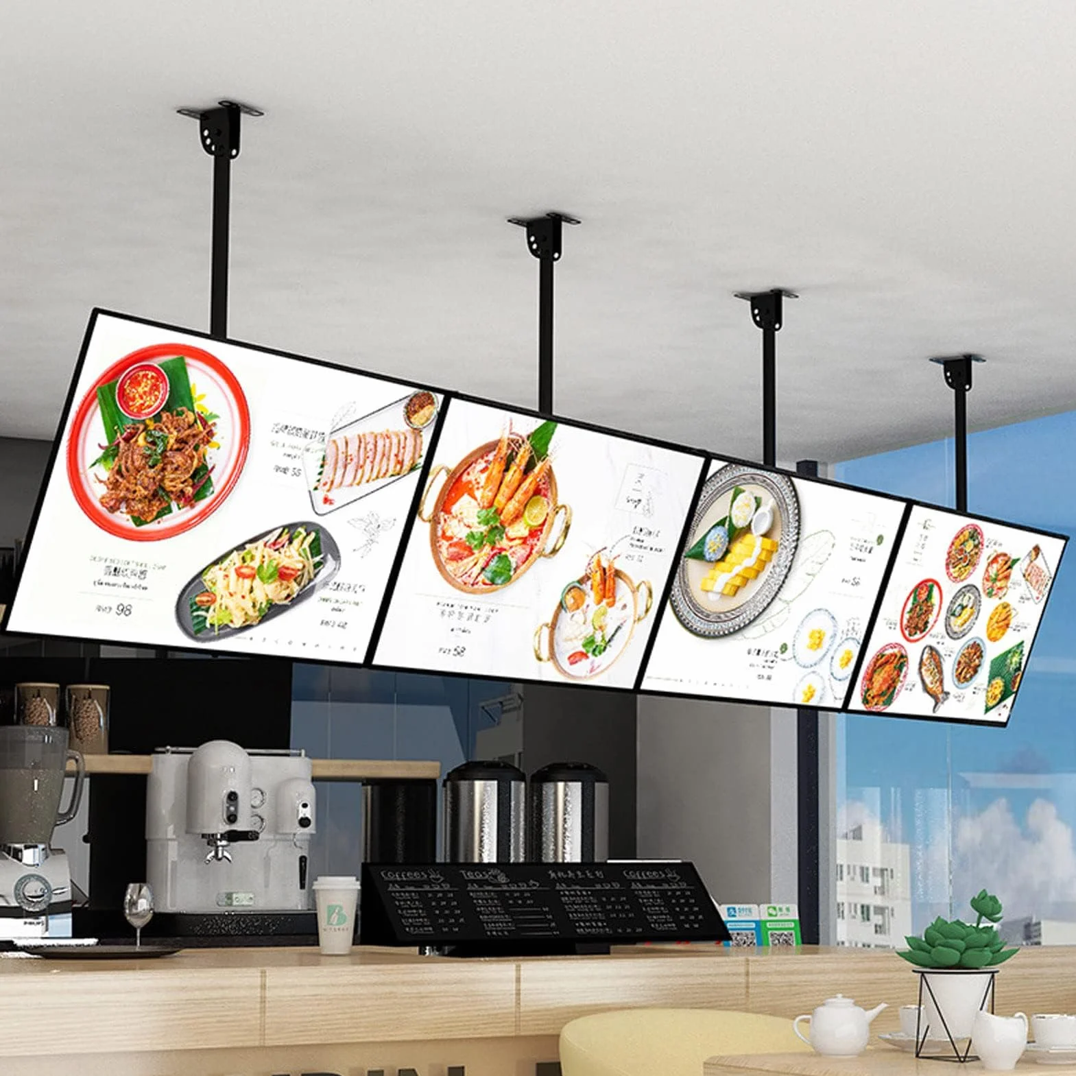 Kanduo Tablica Menu Restauracja LED 60x40cm Ultracienka Kaseta LED z Ramką Zatrzaskową Podświetlany Wyświetlacz Plakatowy Ramki Reklamowe 4 szt.
