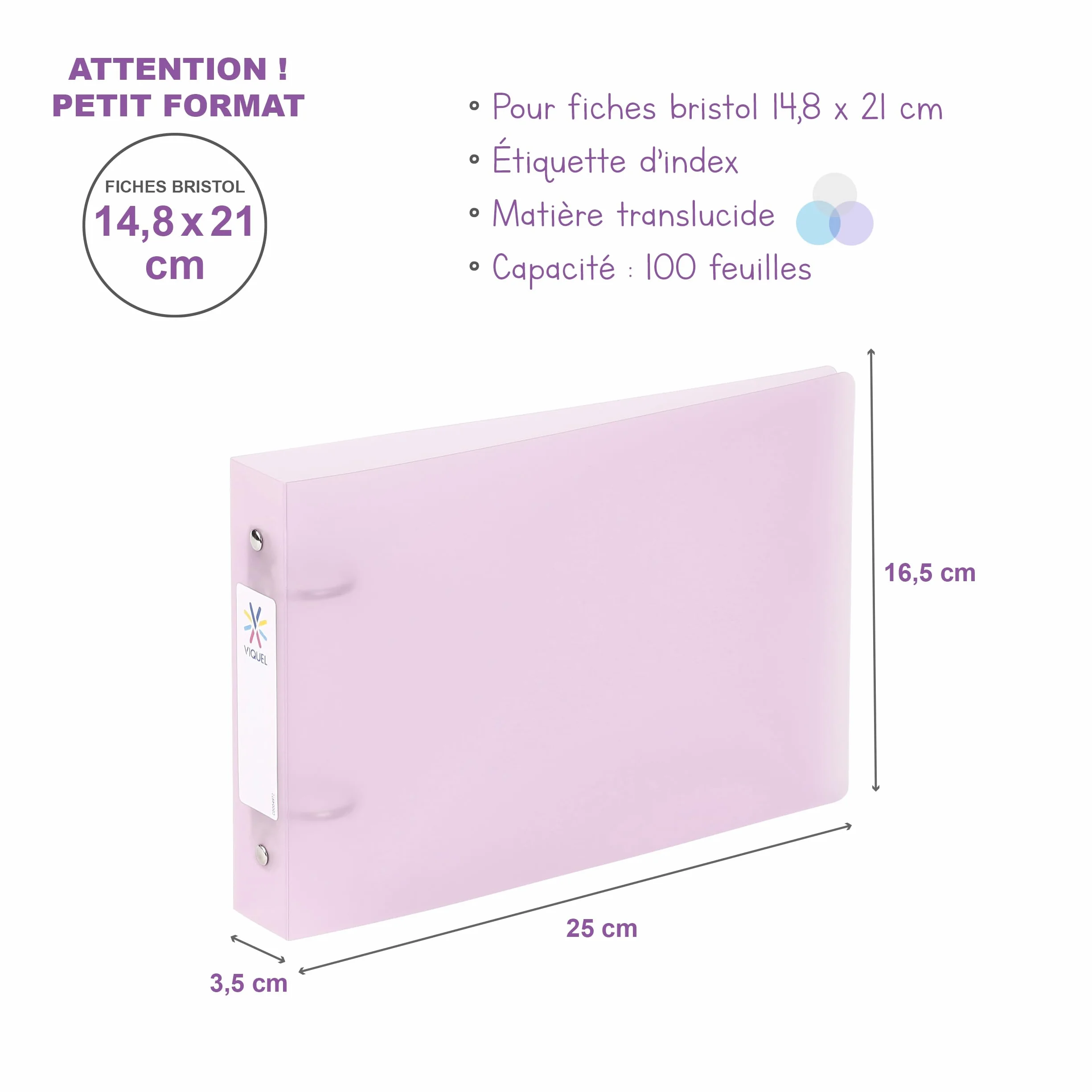 Viquel - Segregator na fiszki z etykietami do opisywania - 2 pierścienie - DIN A5 (25 x 16,5 cm) - różowy