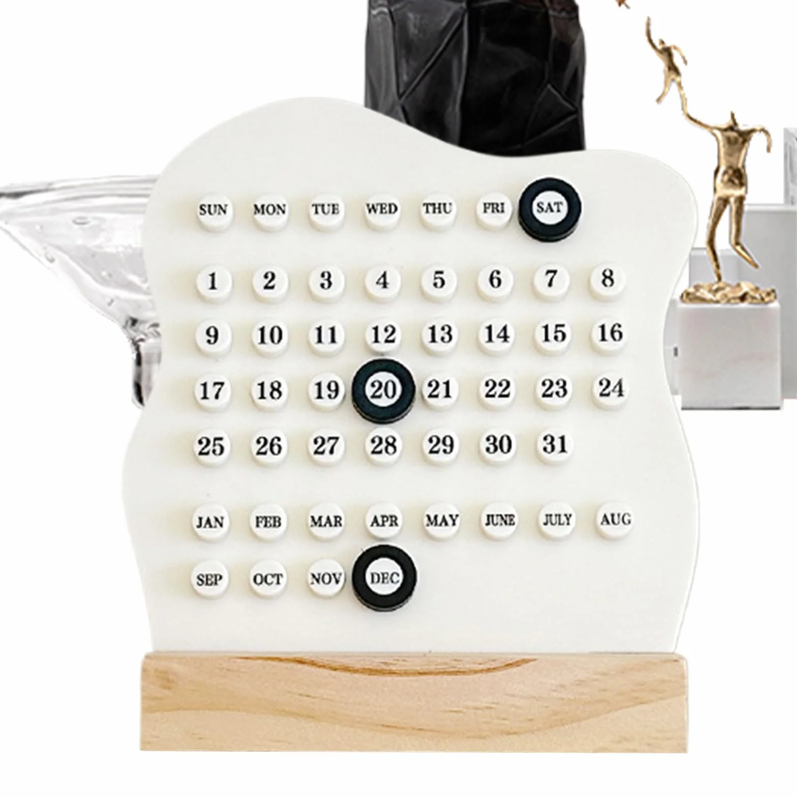Perpetual Desk Calendar, Desktop Table Display, 5.91x1.57in Reusable Date Organizer, Cute Aesthetic Design, Authentic Easy to Use for Home, Classroom, Hotel, Stationery Decor