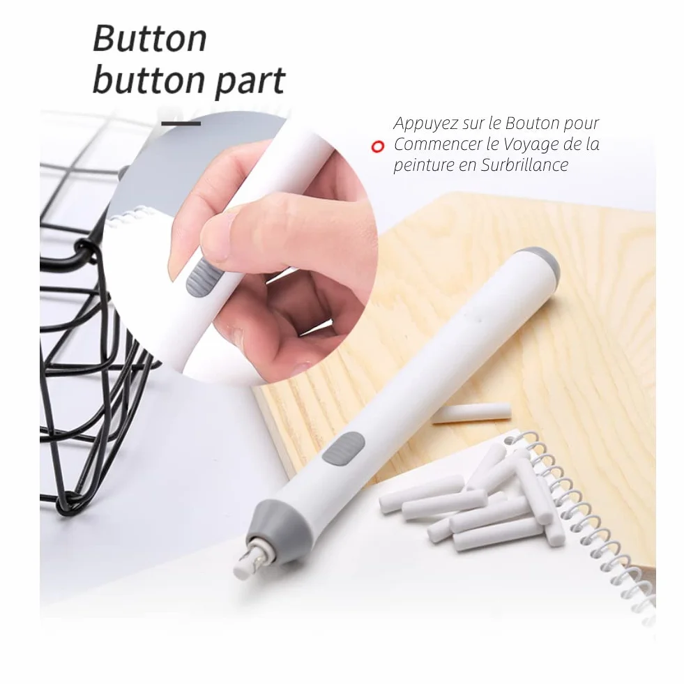 Akozon Electric Eraser, zestaw do wymazywania elektrycznego z 22 automatycznymi wkładami do gumki Dostępnych w kilku kolorach do rysowania, malowania, szkicowania, projektów architektonicznych, sztuki i rzemiosła (szary)