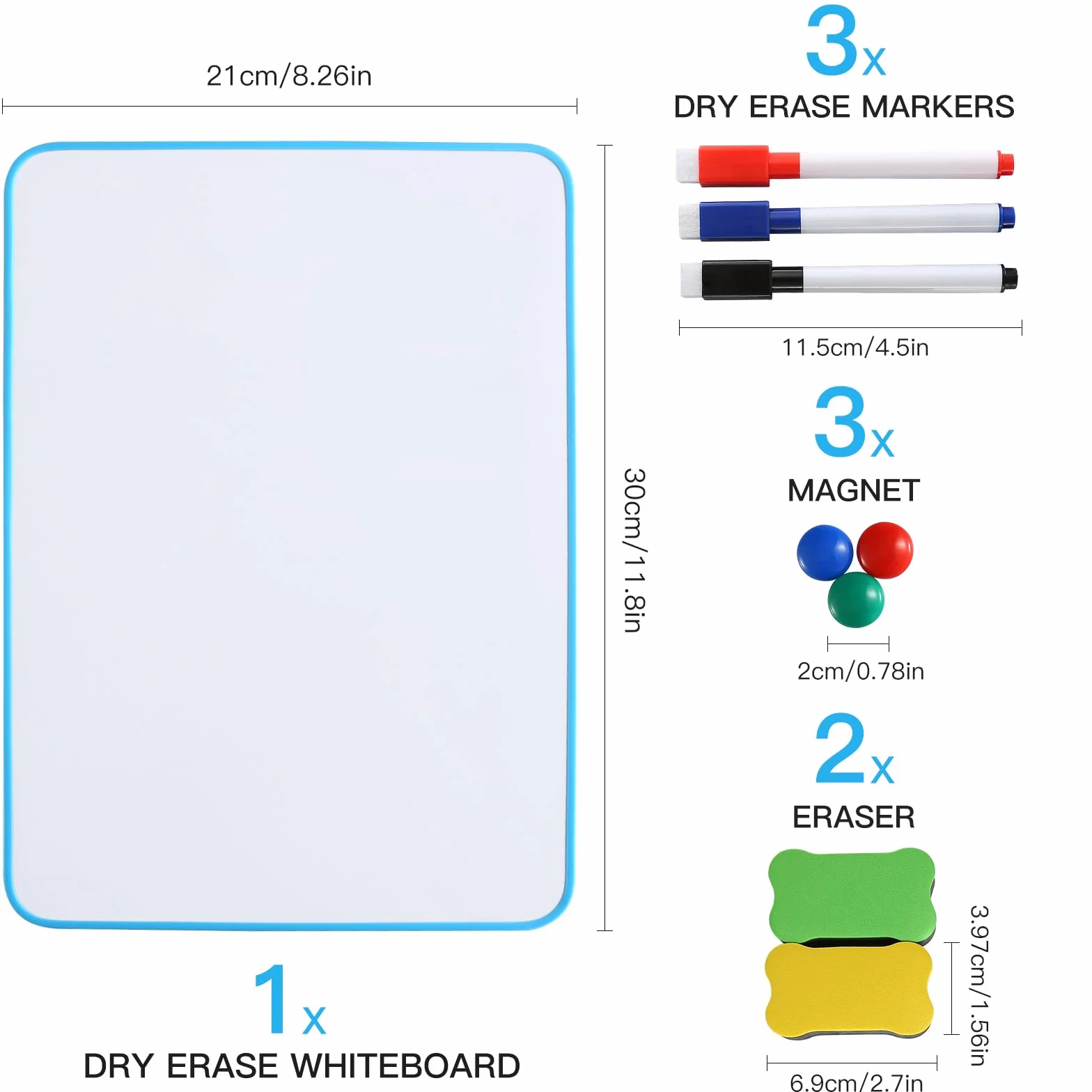 Magnetyczne mini tablice suchościeralne A4 30x21 cm dla dzieci z pisakami i magnesami