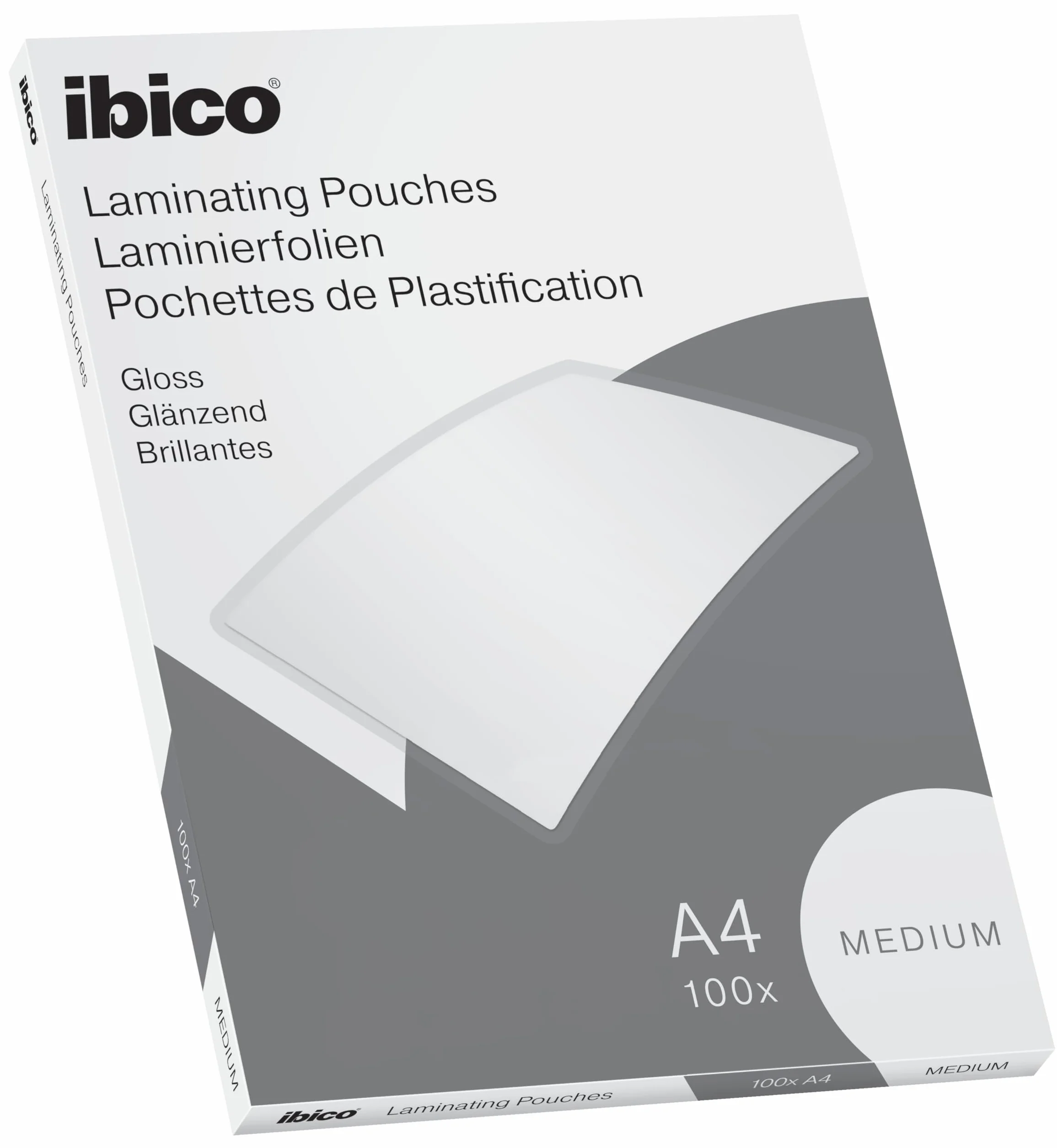Ibico Błyszcząca Folia do Laminowania A4 100 Mikronów Krystalicznie Przezroczysta 100 Sztuk